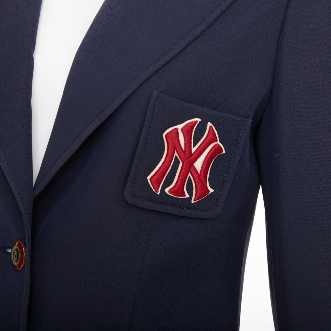 Gucci GUCCI NY Yankees 2018 Alessandro Michele navy wool silk blazer jacket IT42 M Size M / US 6-8 / IT 42-44 - 2 Thumbnail