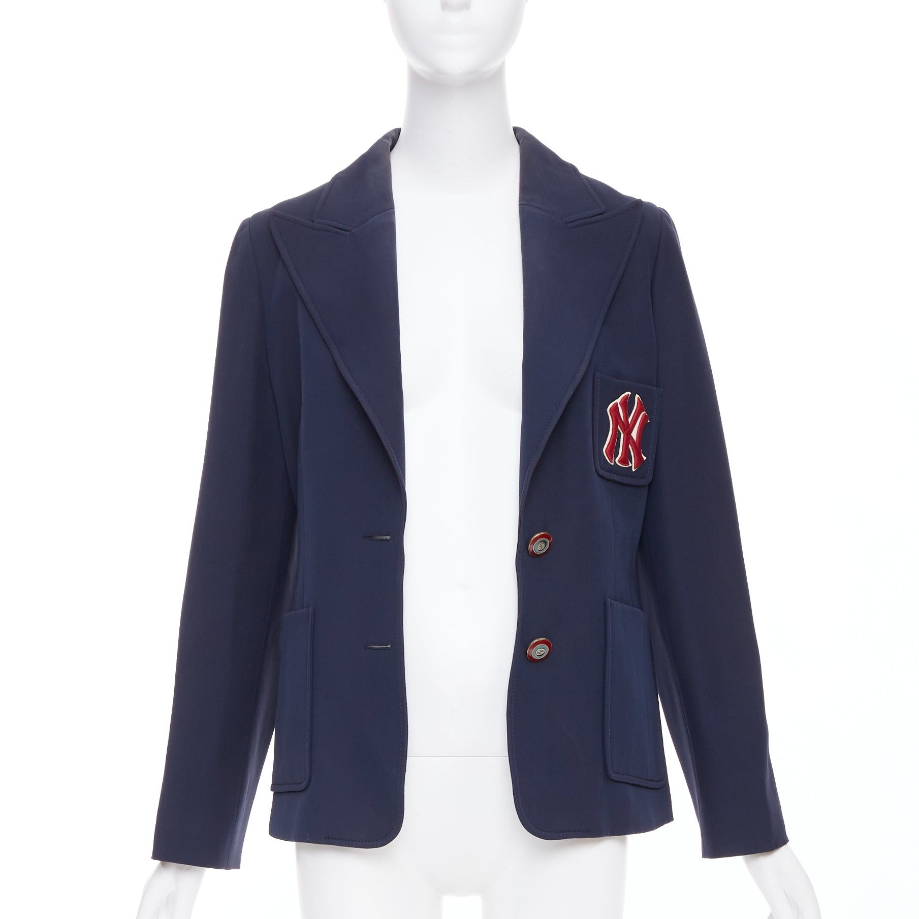 Gucci GUCCI NY Yankees 2018 Alessandro Michele navy wool silk blazer jacket IT42 M Size M / US 6-8 / IT 42-44 - 3 Thumbnail