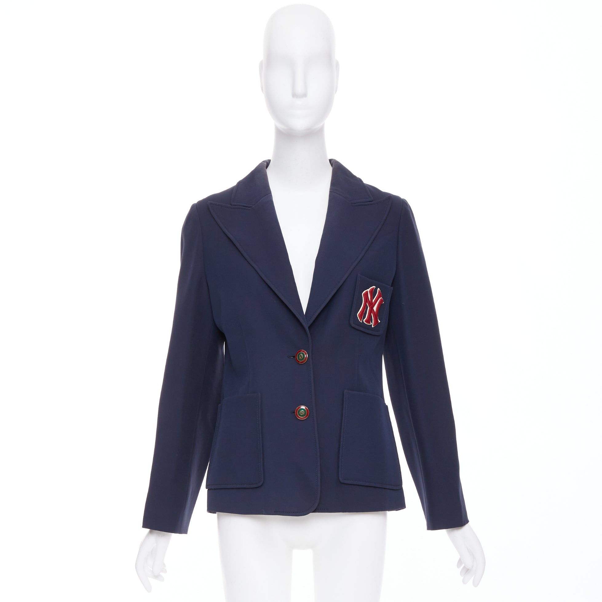 Gucci GUCCI NY Yankees 2018 Alessandro Michele navy wool silk blazer jacket IT42 M Size M / US 6-8 / IT 42-44 - 10 Thumbnail