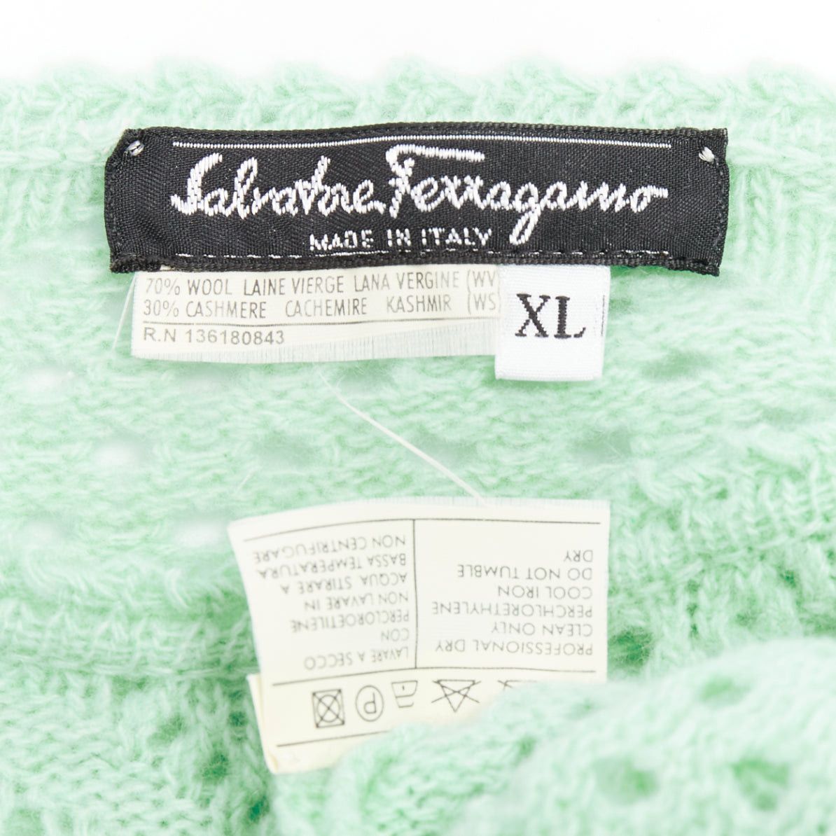 Salvatore Ferragamo SALVATORE FERRAGAMO green virgin wool cashmere tie belt knit sweater XL Size L / US 10 / IT 46 - 8 Thumbnail