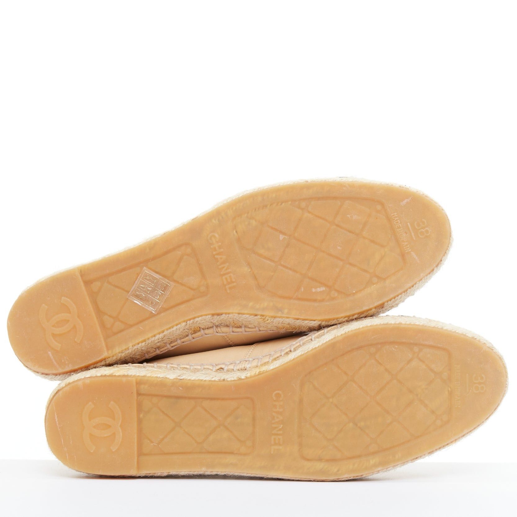 Chanel CHANEL nude lamb leather CC logo black toe cap beige espadrille shoes EU38 Size US 8 / IT 38 - 11 Thumbnail