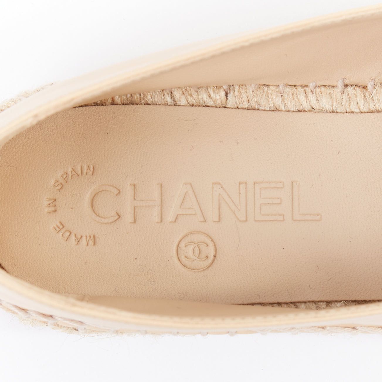 Chanel CHANEL nude lamb leather CC logo black toe cap beige espadrille shoes EU38 Size US 8 / IT 38 - 10 Thumbnail