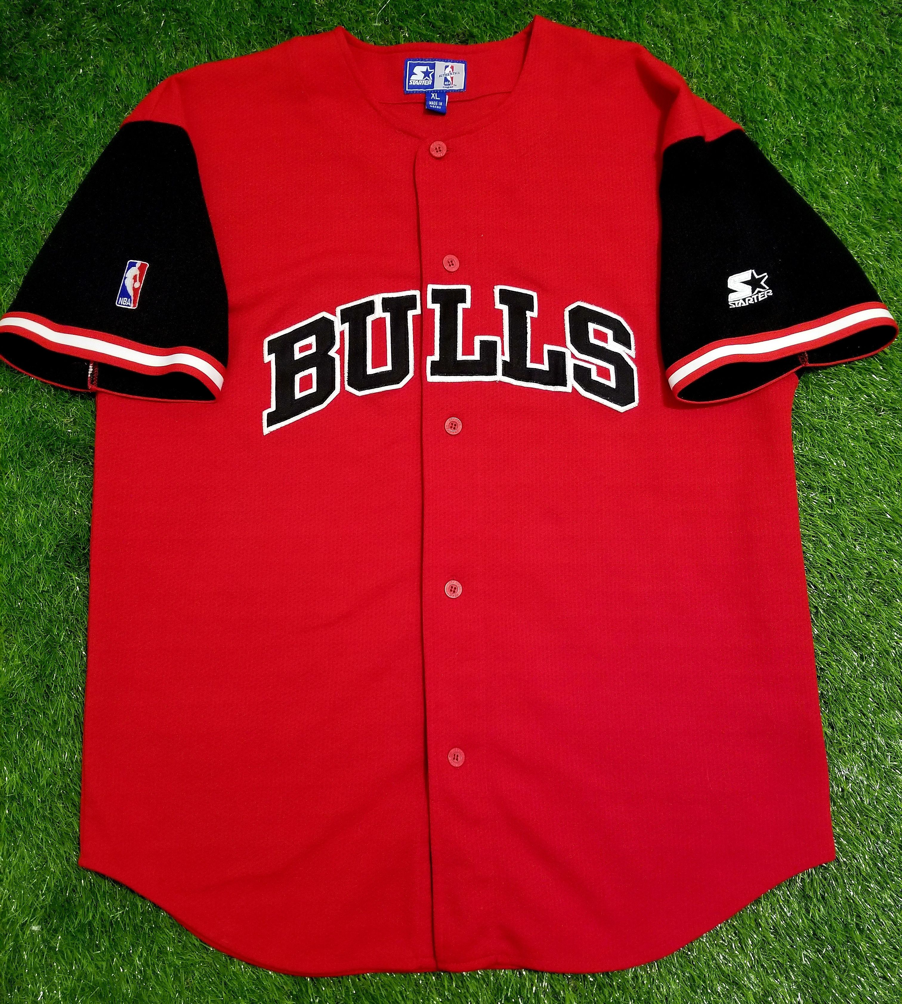 Vintage 1990's Chicago Bulls Starter Colorblock Baseball Jersey Sz.XL /  Sole Food SF