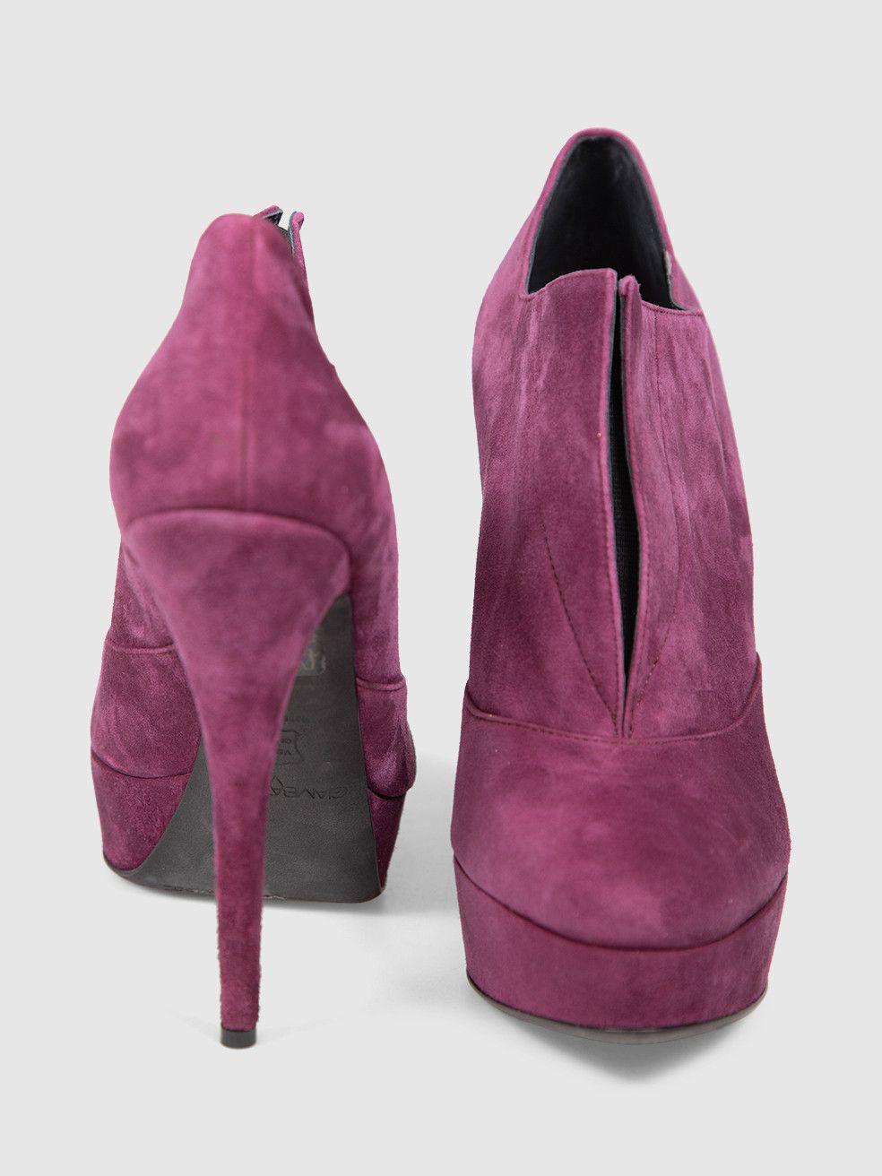 Giambattista Valli Purple Suede Heeled Boots Size US 10 / IT 40 - 4 Thumbnail
