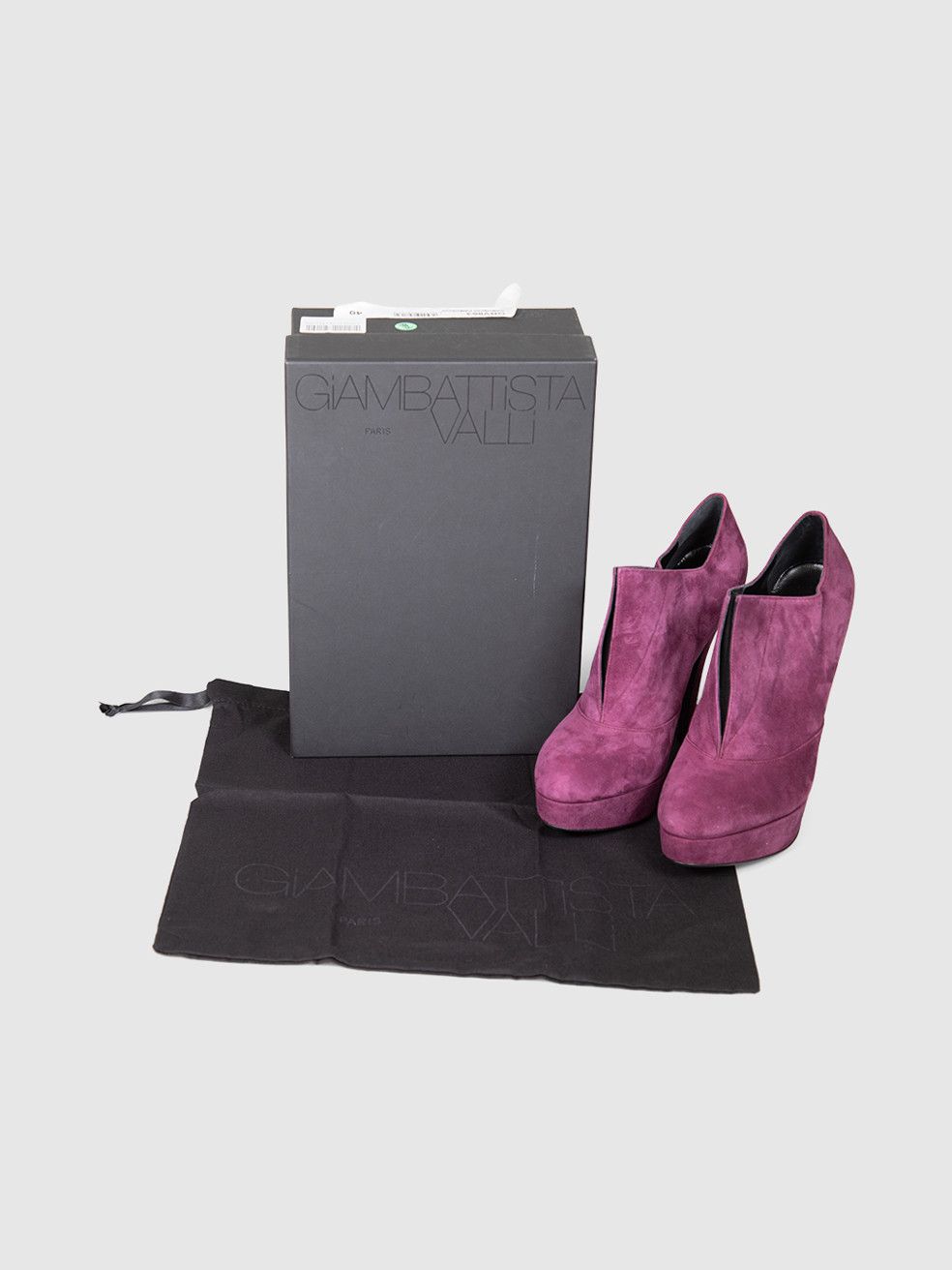 Giambattista Valli Purple Suede Heeled Boots Size US 10 / IT 40 - 3 Thumbnail