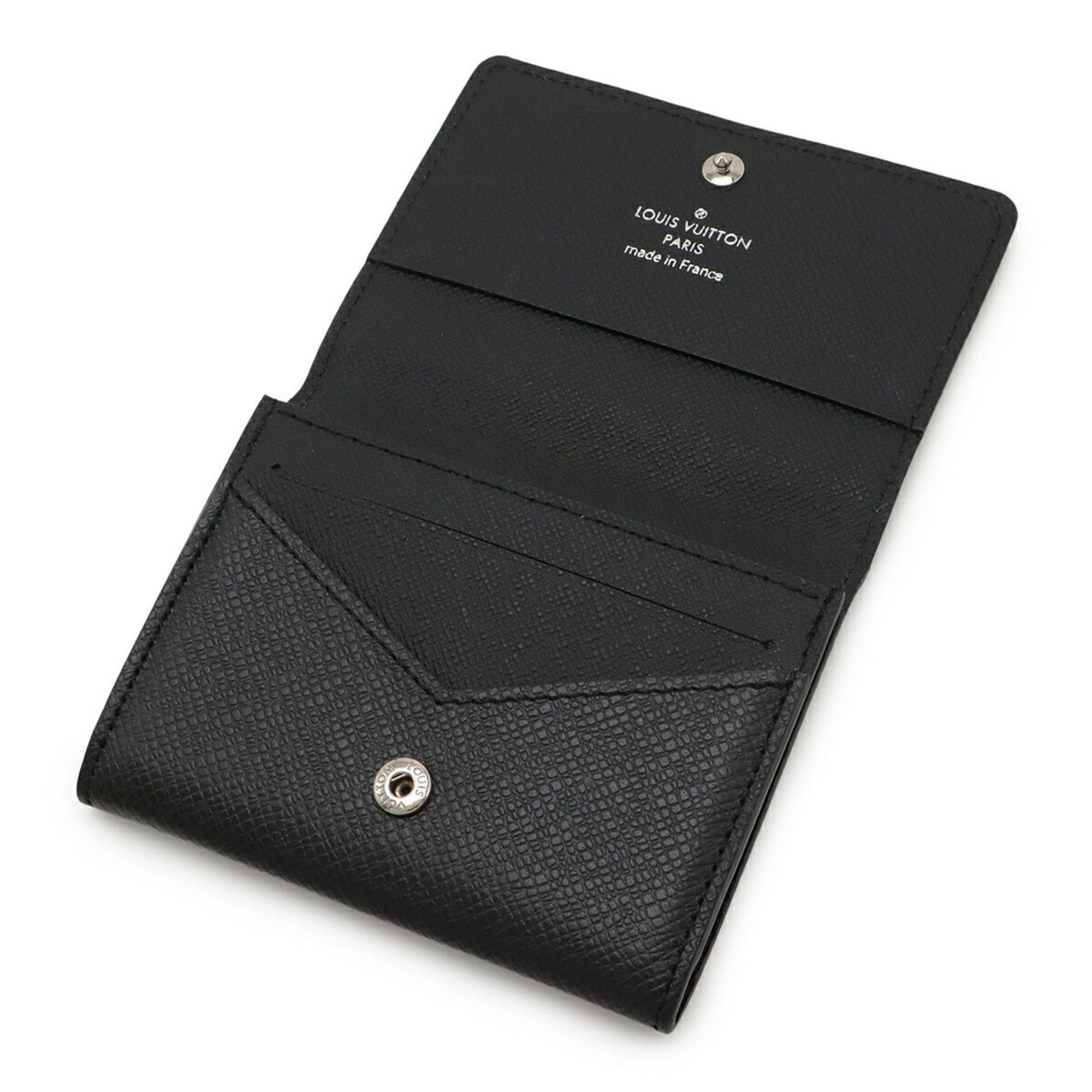 Louis Vuitton LOUIS VUITTON Taiga Envelope Carte de Visite NM Card Case/Business Holder, Noir, Black, M64595 Size ONE SIZE - 5 Thumbnail