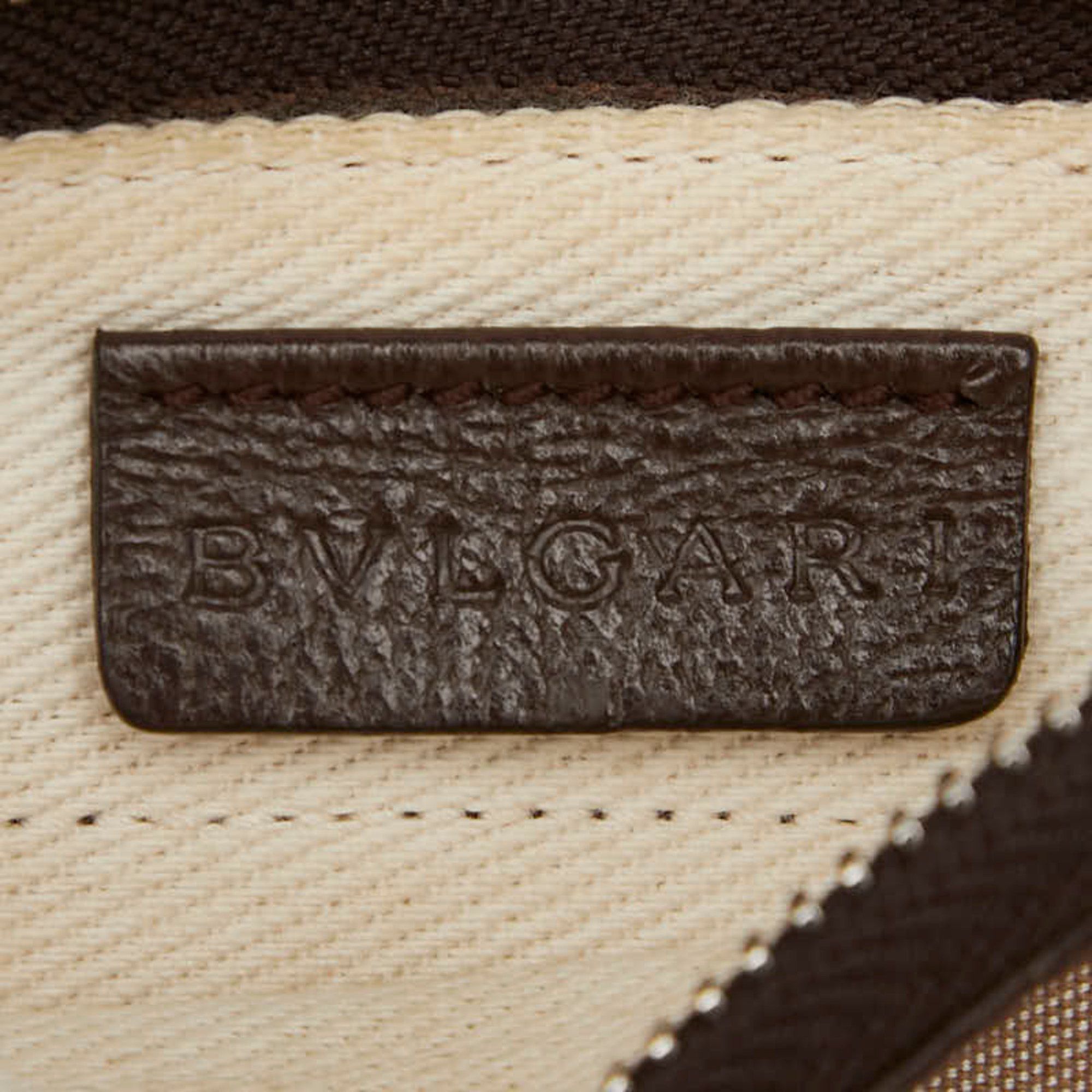 Bvlgari Bvlgari Logomania Pochette Shoulder Bag in Beige and Brown Canvas Leather for Women Size ONE SIZE - 9 Thumbnail