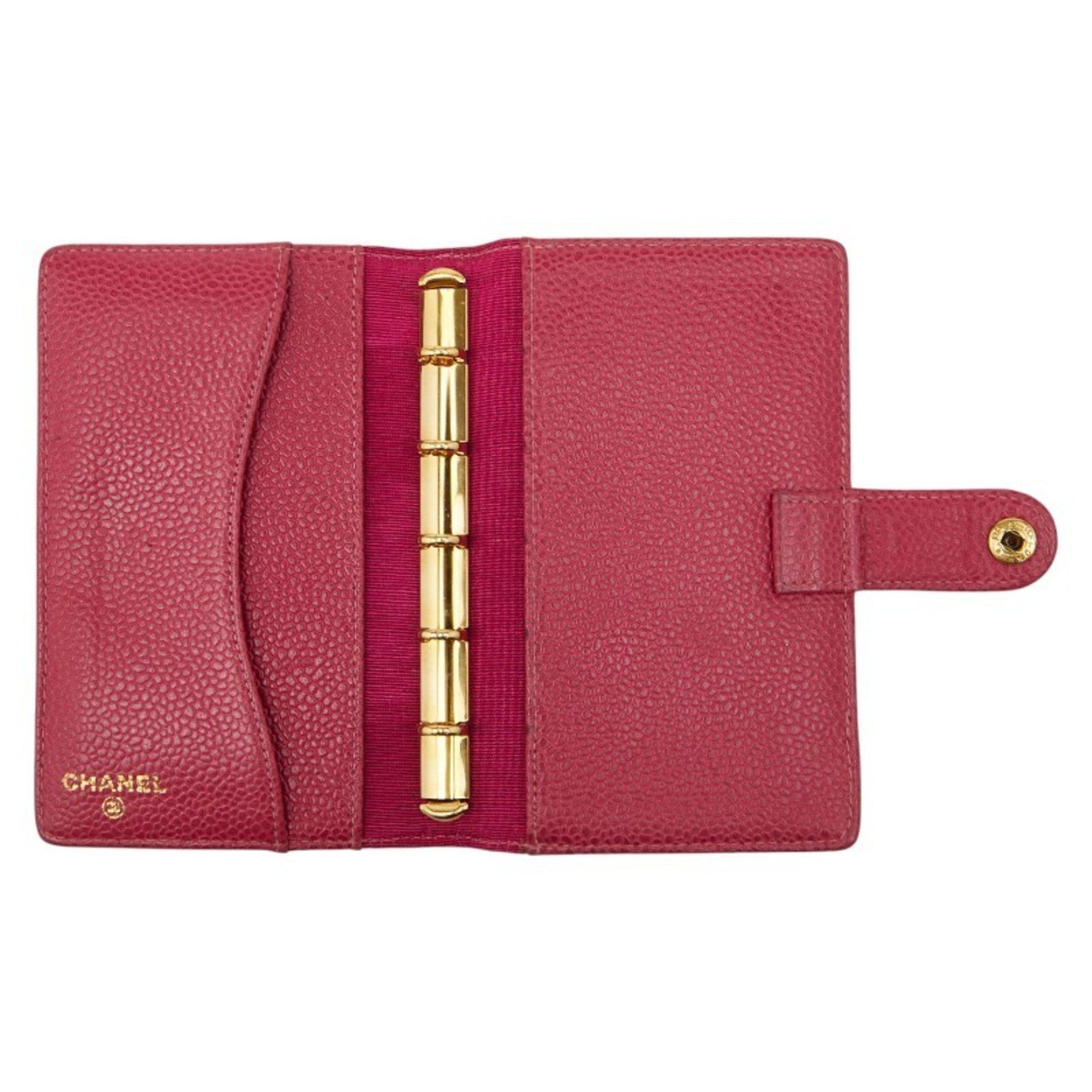Chanel CHANEL Coco Mark 5-Hole Notebook Cover, Pink Caviar Skin, Women's Size ONE SIZE - 6 Thumbnail