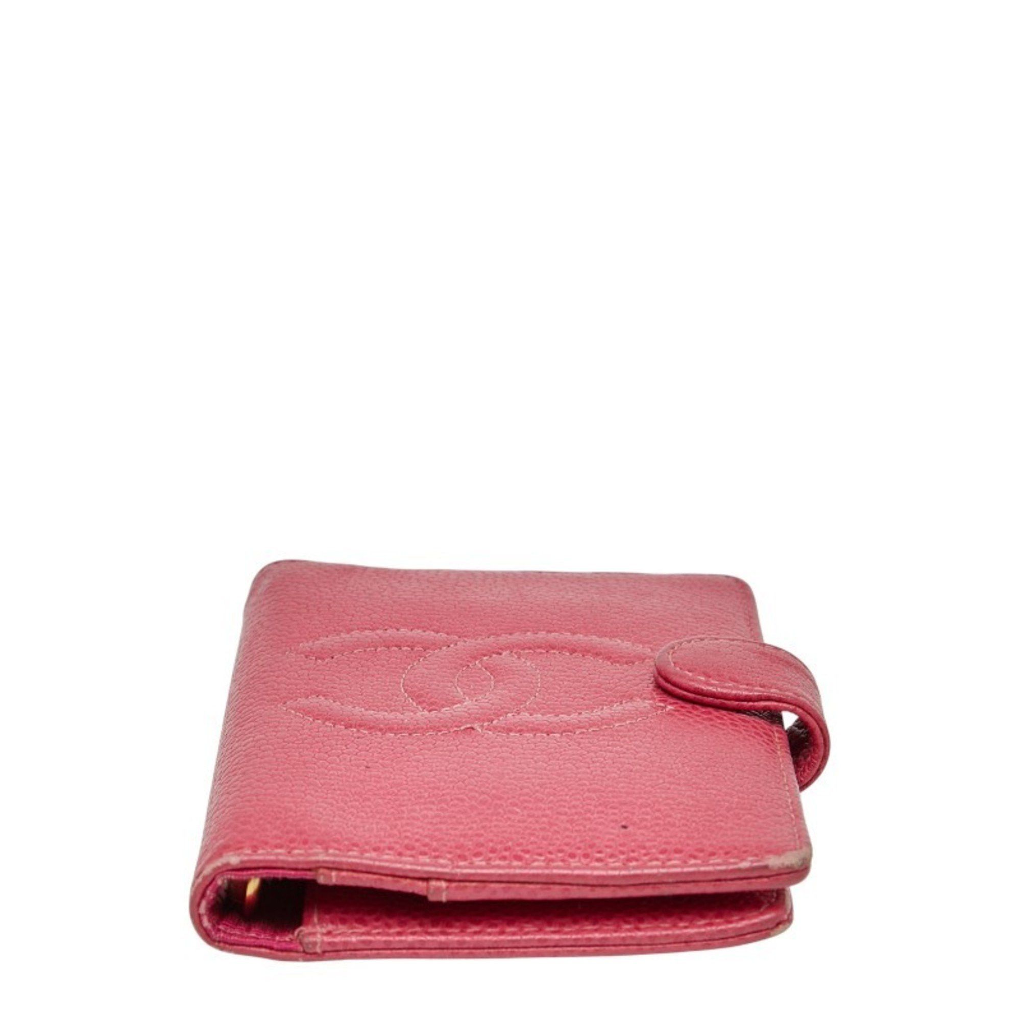 Chanel CHANEL Coco Mark 5-Hole Notebook Cover, Pink Caviar Skin, Women's Size ONE SIZE - 3 Thumbnail