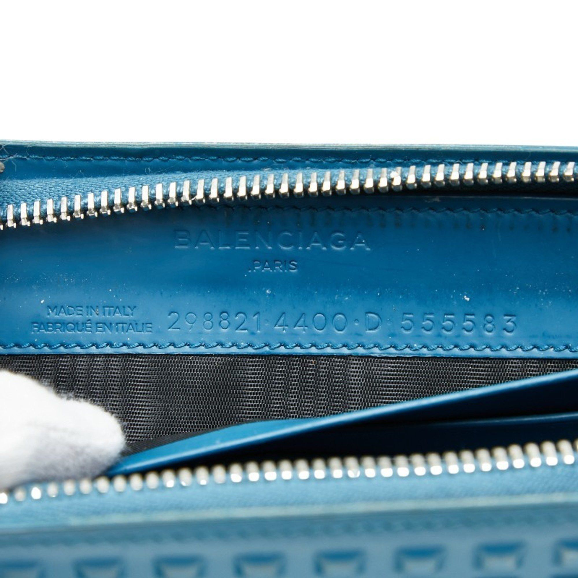 Balenciaga Balenciaga Grid Wallet, Long Wallet with Round Zipper, 298821, Blue Leather, Women's, BALENCIAGA Size ONE SIZE - 10 Thumbnail