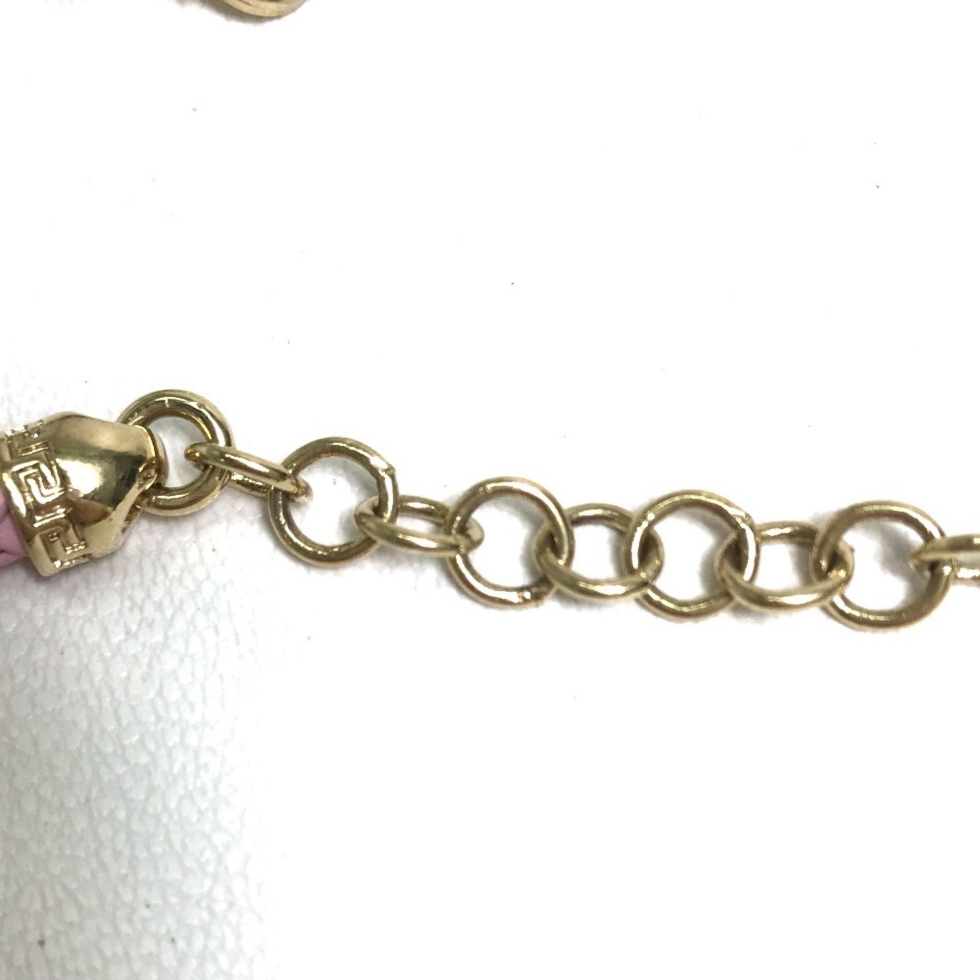 Versace Medusa Bracelet in Leather and Metal, Pink, for Women