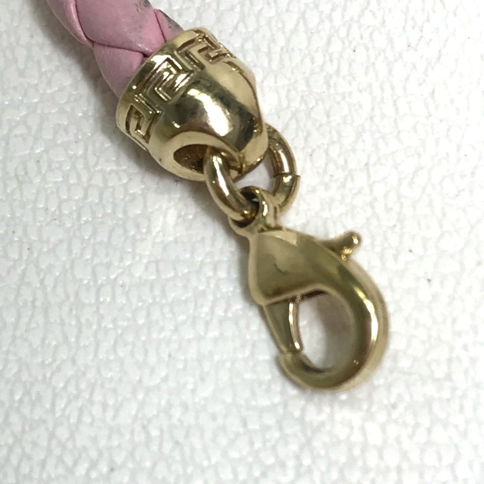 Versace Medusa Bracelet in Leather and Metal, Pink, for Women