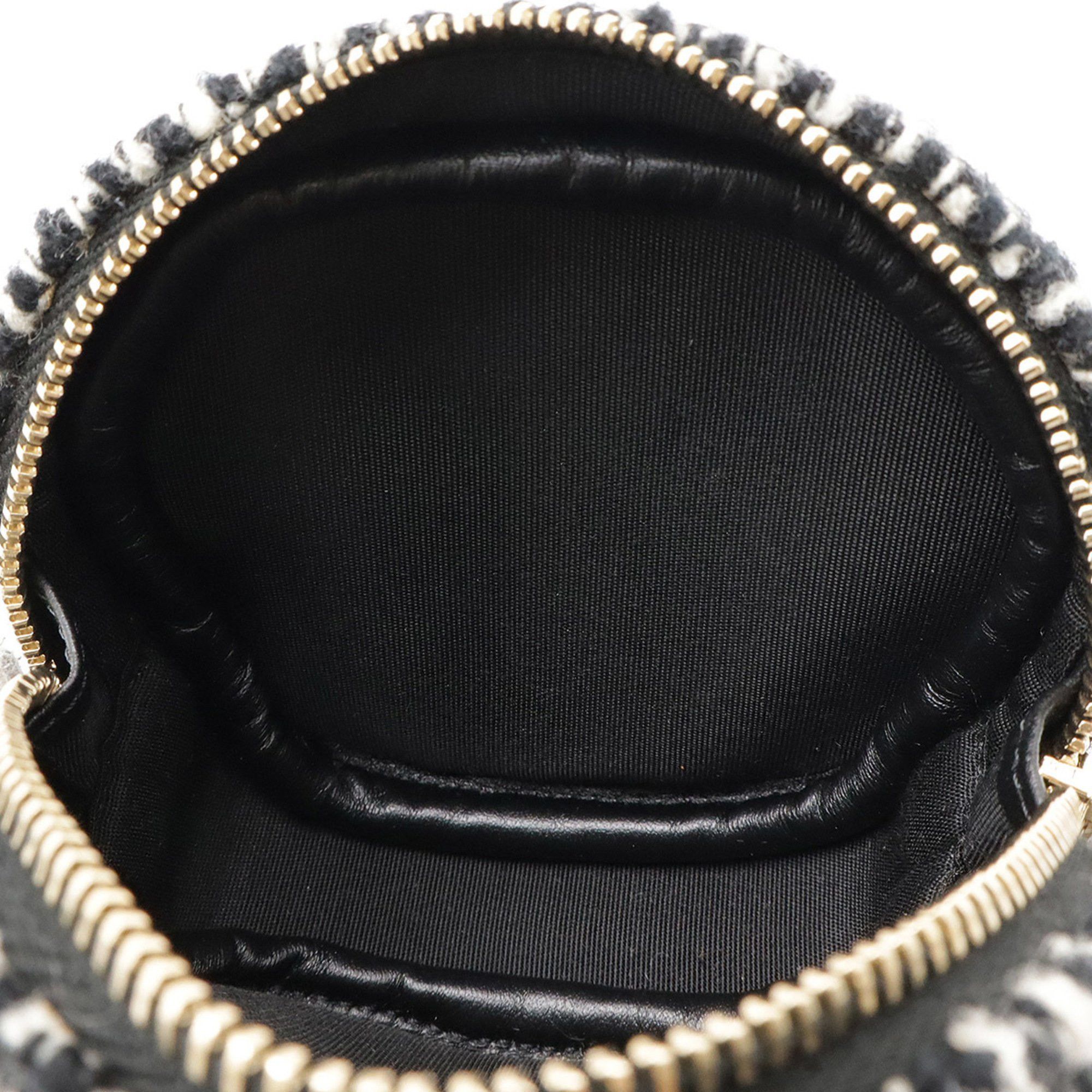 Chanel CHANEL Round Chain Shoulder Pochette in Houndstooth Tweed with Boa, Ivory and Black, AP0986 Size ONE SIZE - 9 Thumbnail