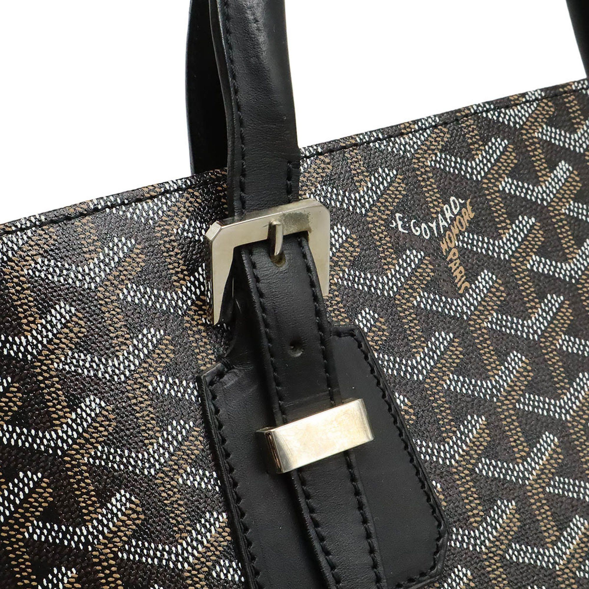 Goyard Goyard Comole GM Paint Handbag/Tote Bag, Herringbone Pattern, PVC Leather, Black, Brown, White, with Initial Print Size ONE SIZE - 8 Thumbnail