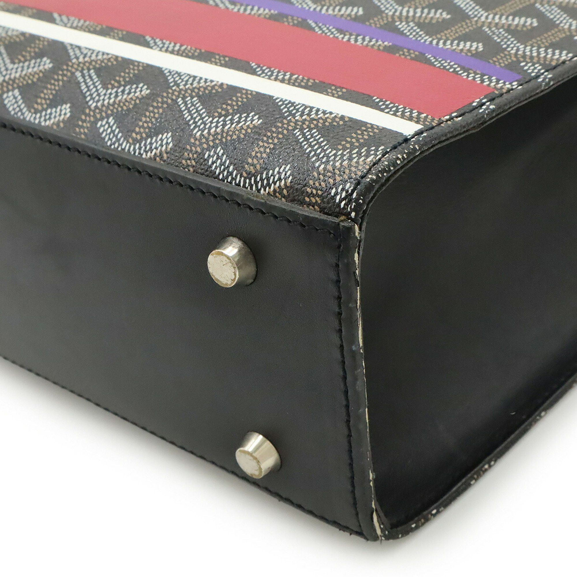 Goyard Goyard Comole GM Paint Handbag/Tote Bag, Herringbone Pattern, PVC Leather, Black, Brown, White, with Initial Print Size ONE SIZE - 4 Thumbnail