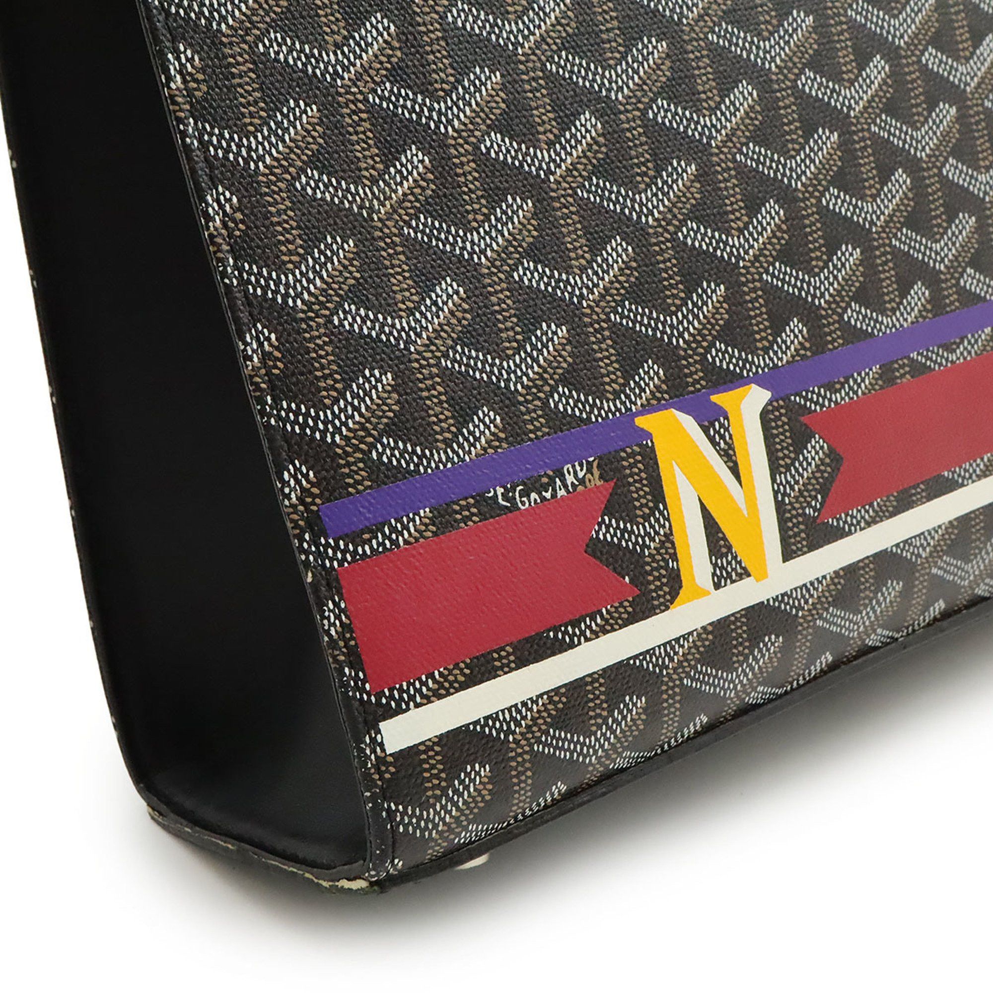 Goyard Goyard Comole GM Paint Handbag/Tote Bag, Herringbone Pattern, PVC Leather, Black, Brown, White, with Initial Print Size ONE SIZE - 10 Thumbnail