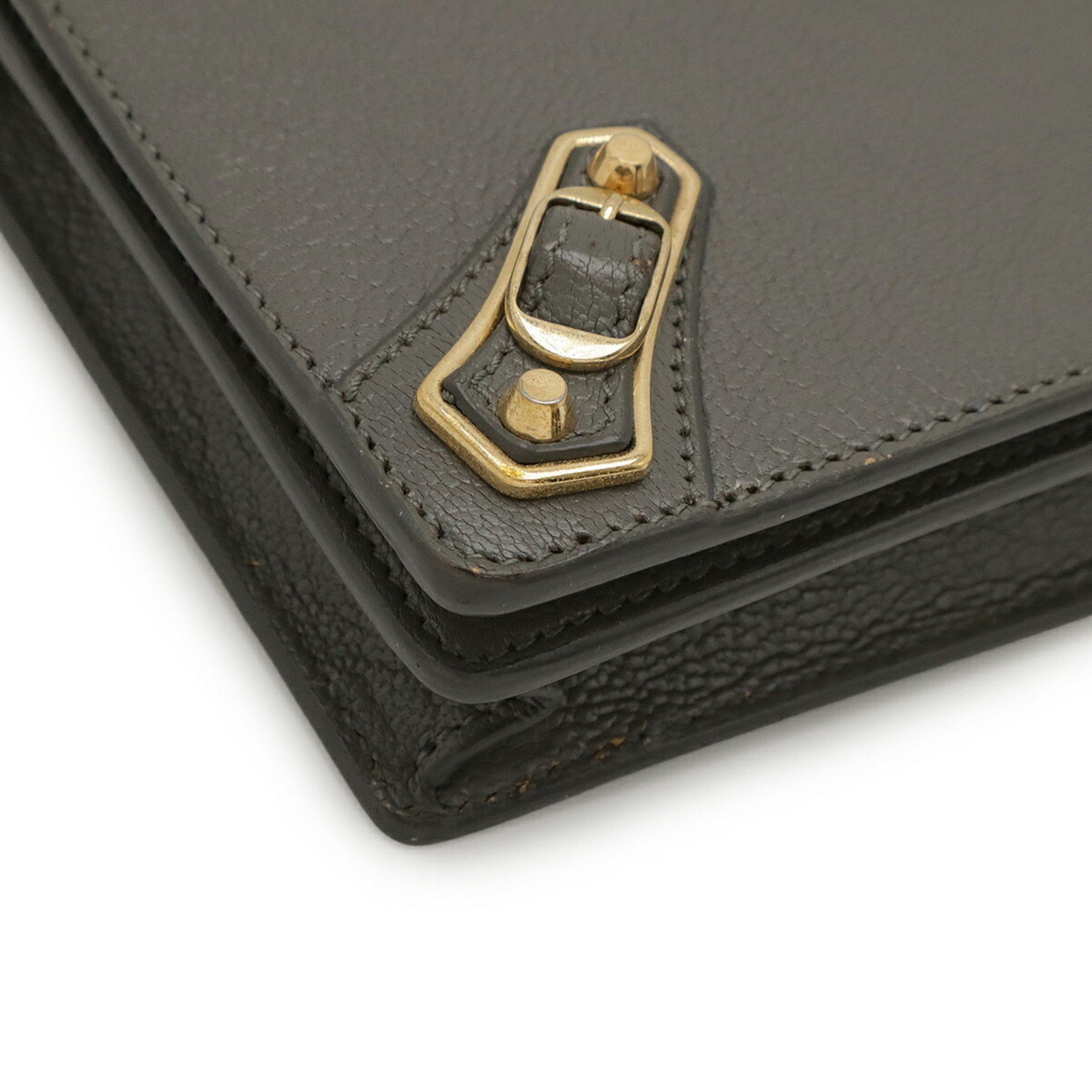 Balenciaga BALENCIAGA Classic Metallic Edge Chain Wallet Pochette Shoulder Bag Clutch Leather Gray 444169 Size ONE SIZE - 4 Thumbnail