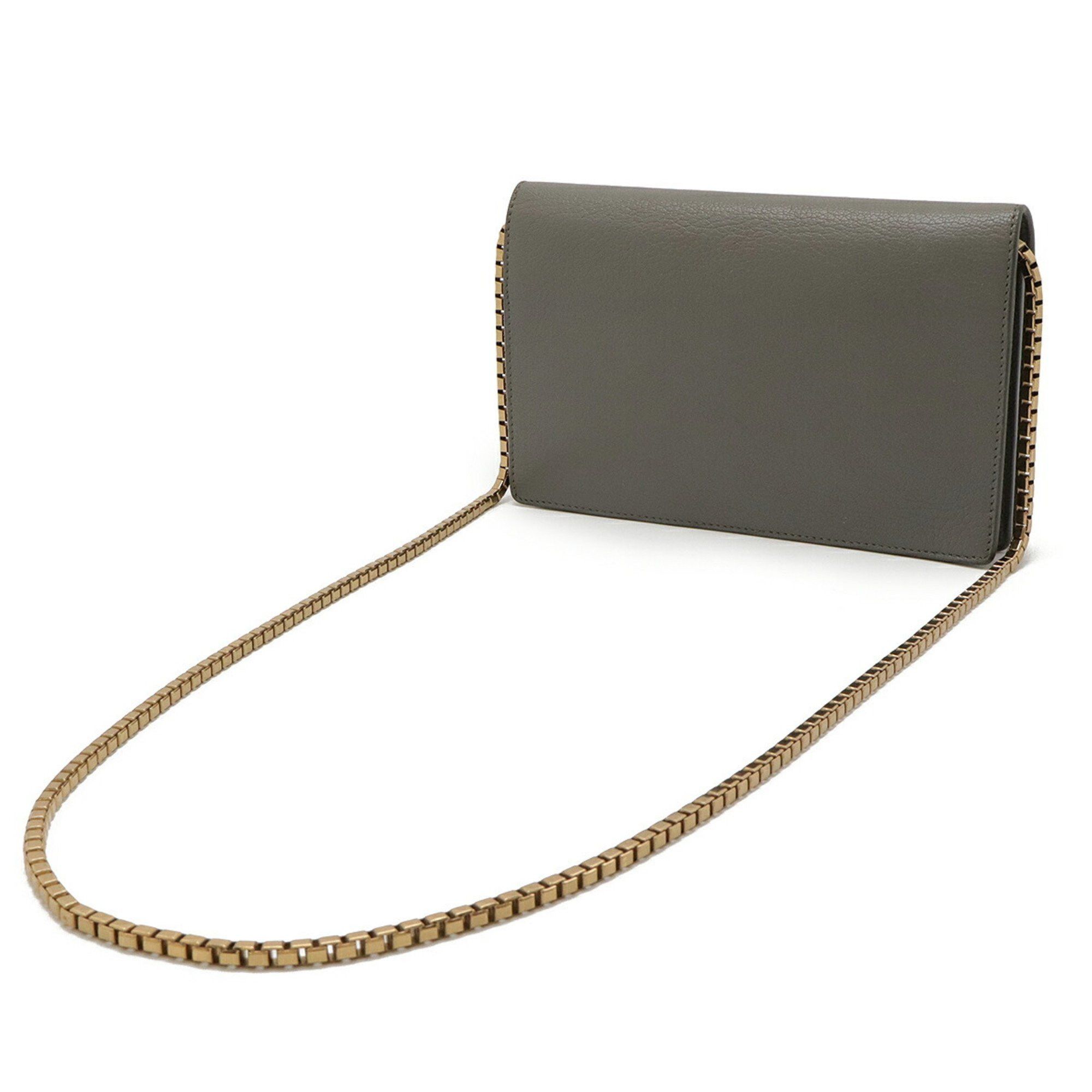 Balenciaga BALENCIAGA Classic Metallic Edge Chain Wallet Pochette Shoulder Bag Clutch Leather Gray 444169 Size ONE SIZE - 3 Thumbnail