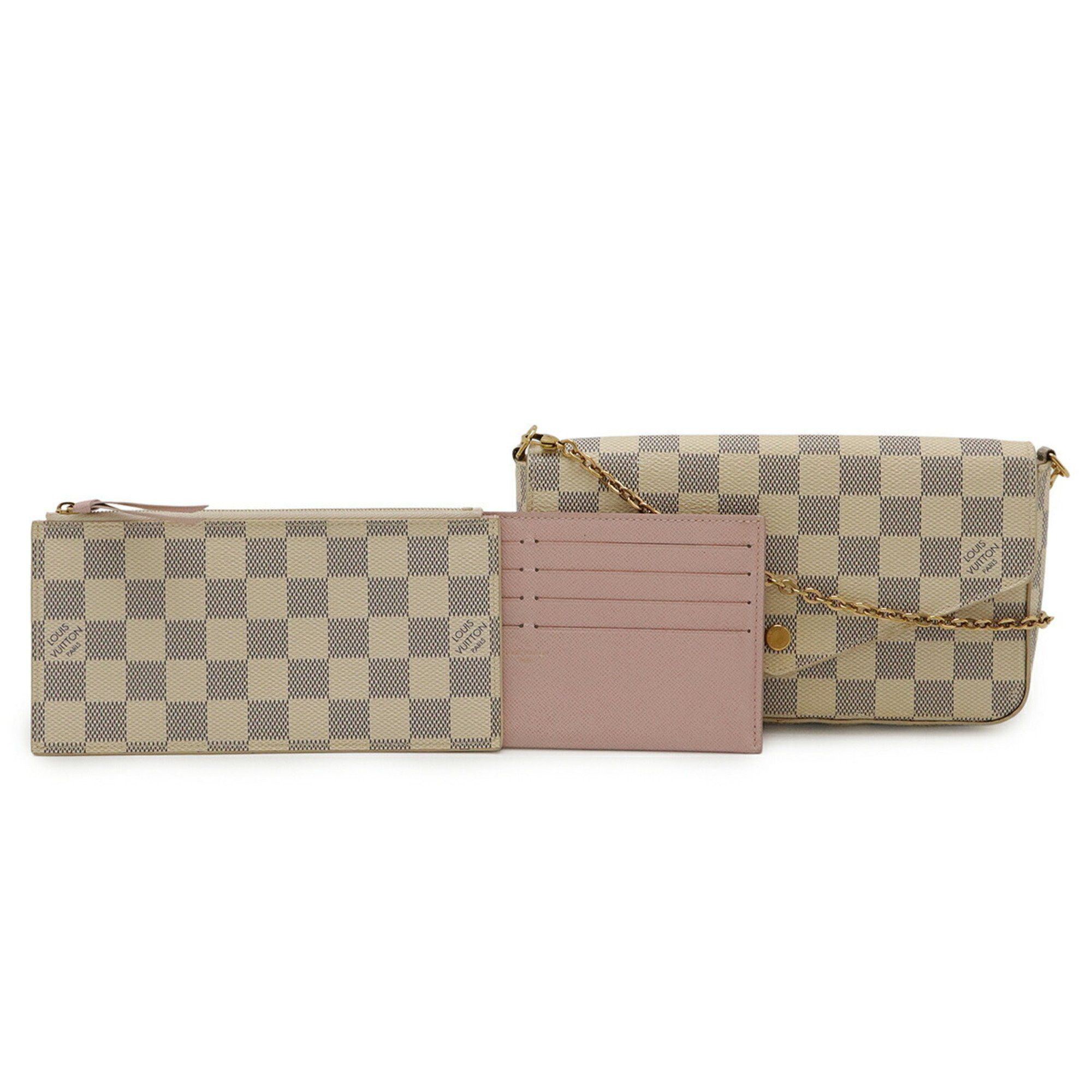 Louis Vuitton LOUIS VUITTON Damier Azur Pochette Felicie Shoulder Bag, Chain Clutch Bag N63106 Size ONE SIZE - 2 Thumbnail
