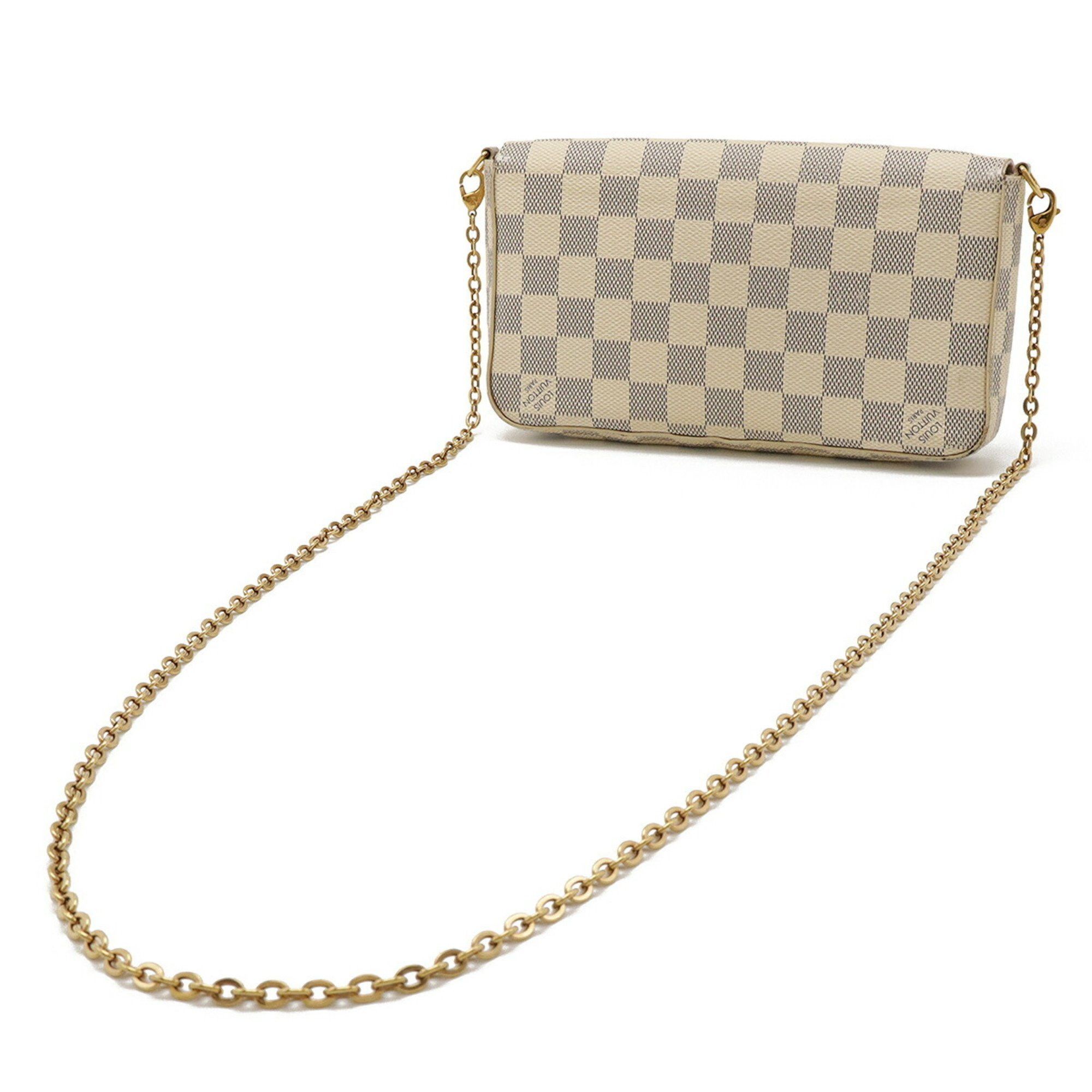 Louis Vuitton LOUIS VUITTON Damier Azur Pochette Felicie Shoulder Bag, Chain Clutch Bag N63106 Size ONE SIZE - 3 Thumbnail