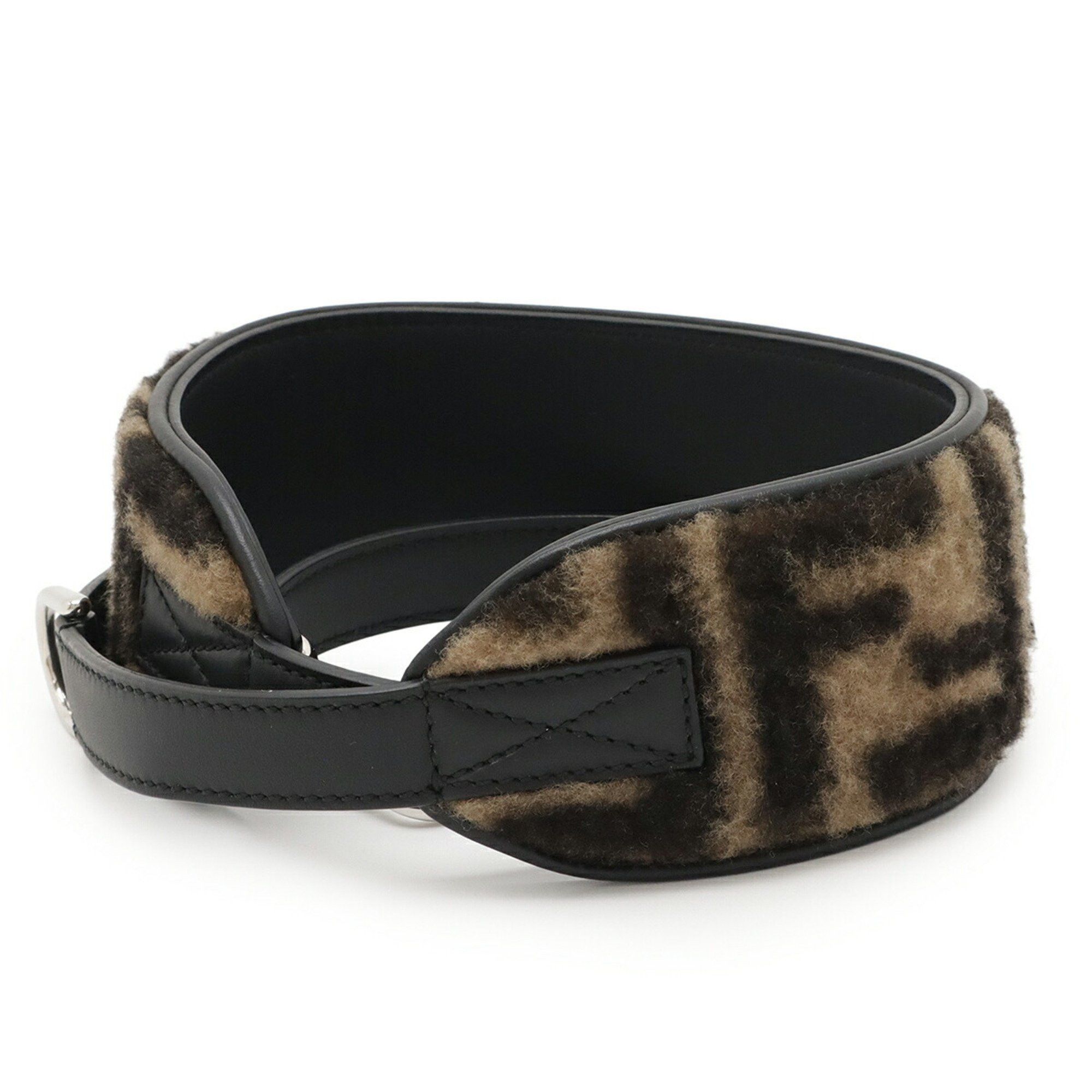 Fendi FENDI Zucca pattern shoulder strap for bags, fur and leather, beige black, 8AV122 Size ONE SIZE - 3 Thumbnail