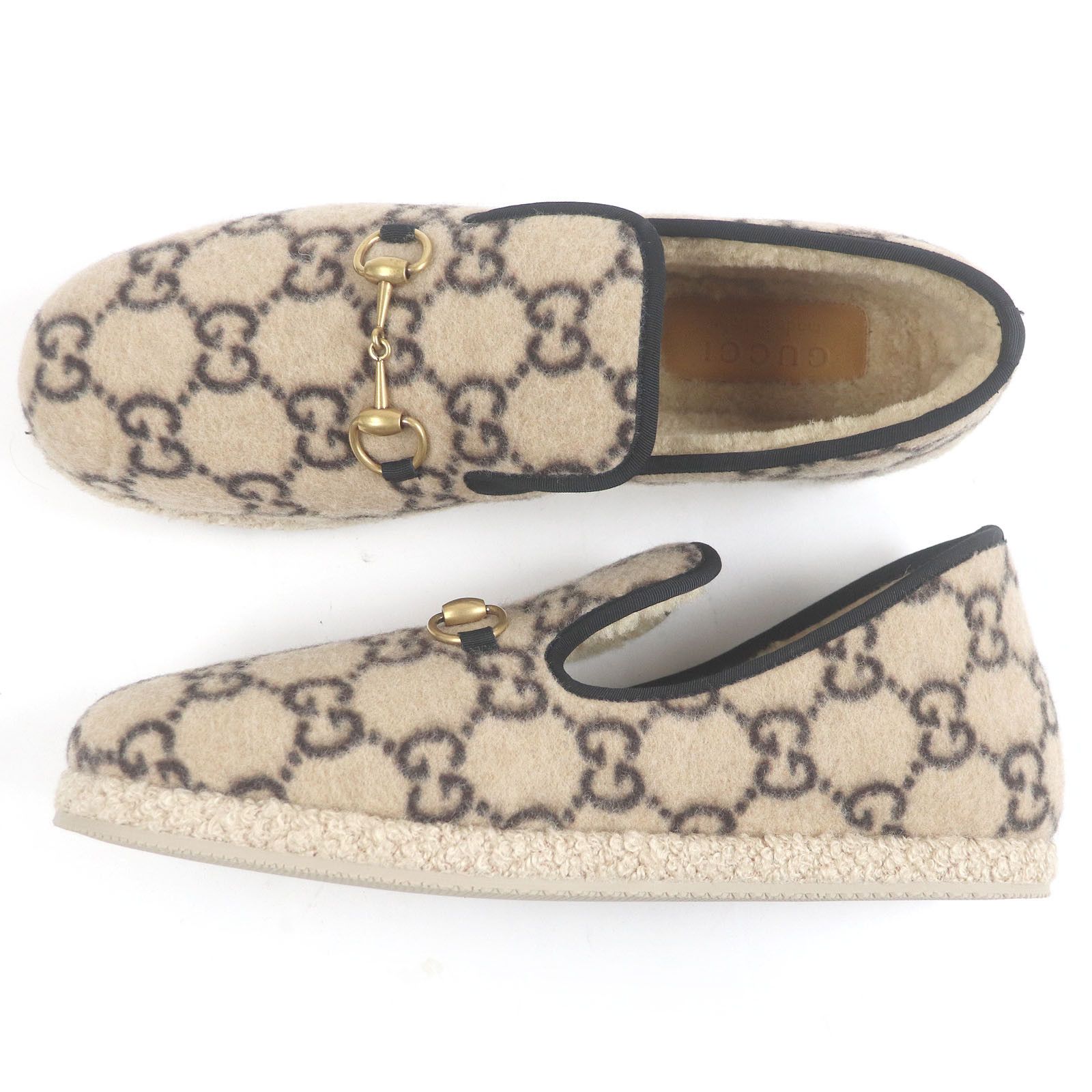 Gucci Gucci Gucci GG logo Horsebit Mouton Slip-on Natural Material Shoes DUTY FREE for USA Size ONE SIZE - 4 Thumbnail