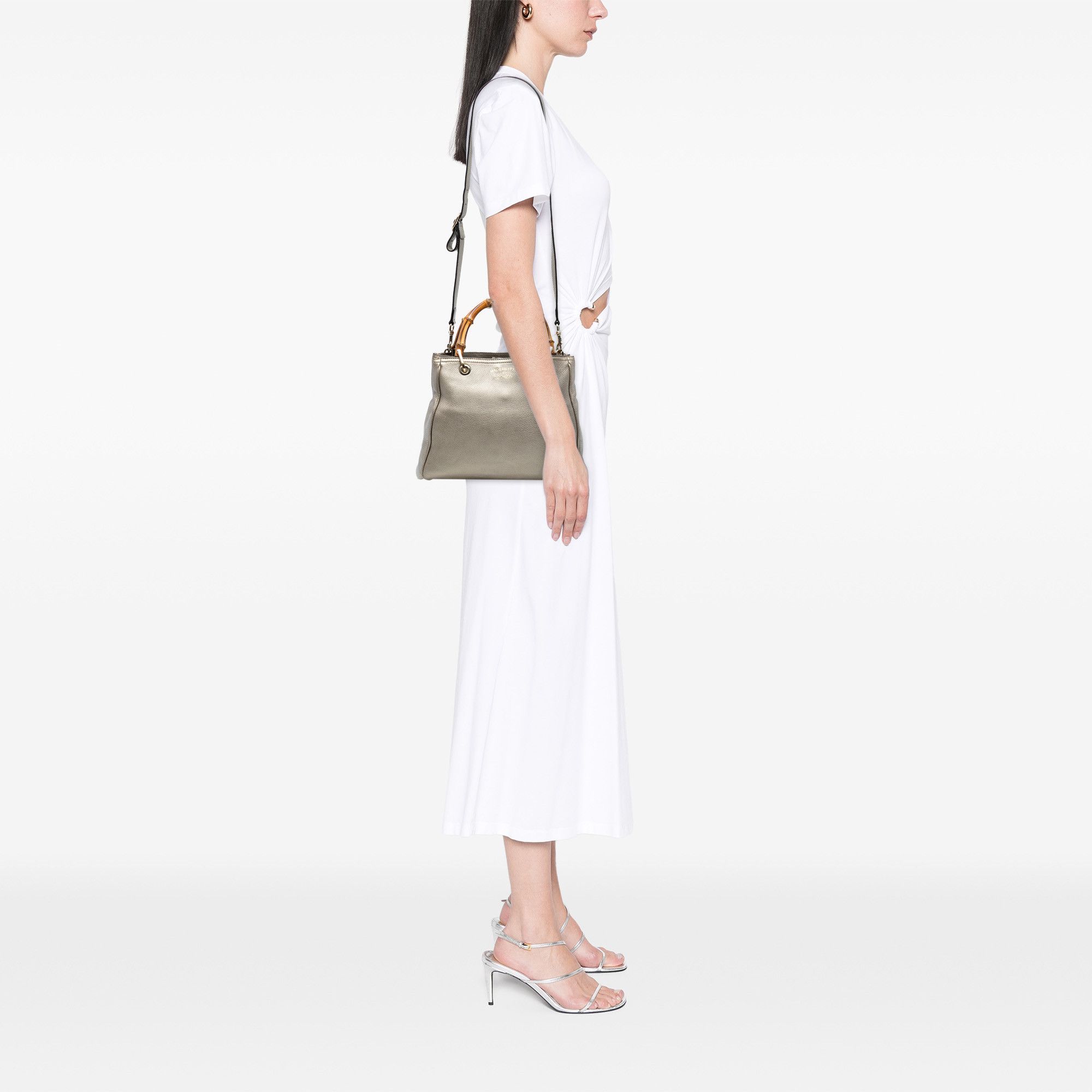 Gucci Gucci Small Calfskin Bamboo Shopper Satchel Size ONE SIZE - 7 Thumbnail