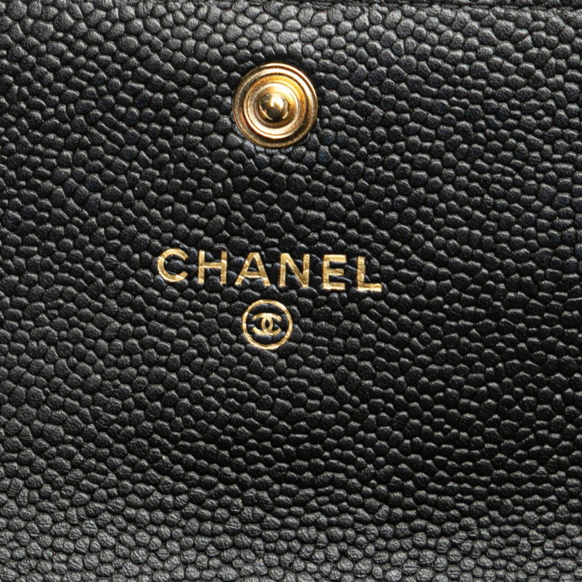 Chanel CHANEL Matelasse Boy Chanel Coco Mark Chain Shoulder Wallet in Black Caviar Skin for Women Size ONE SIZE - 6 Thumbnail