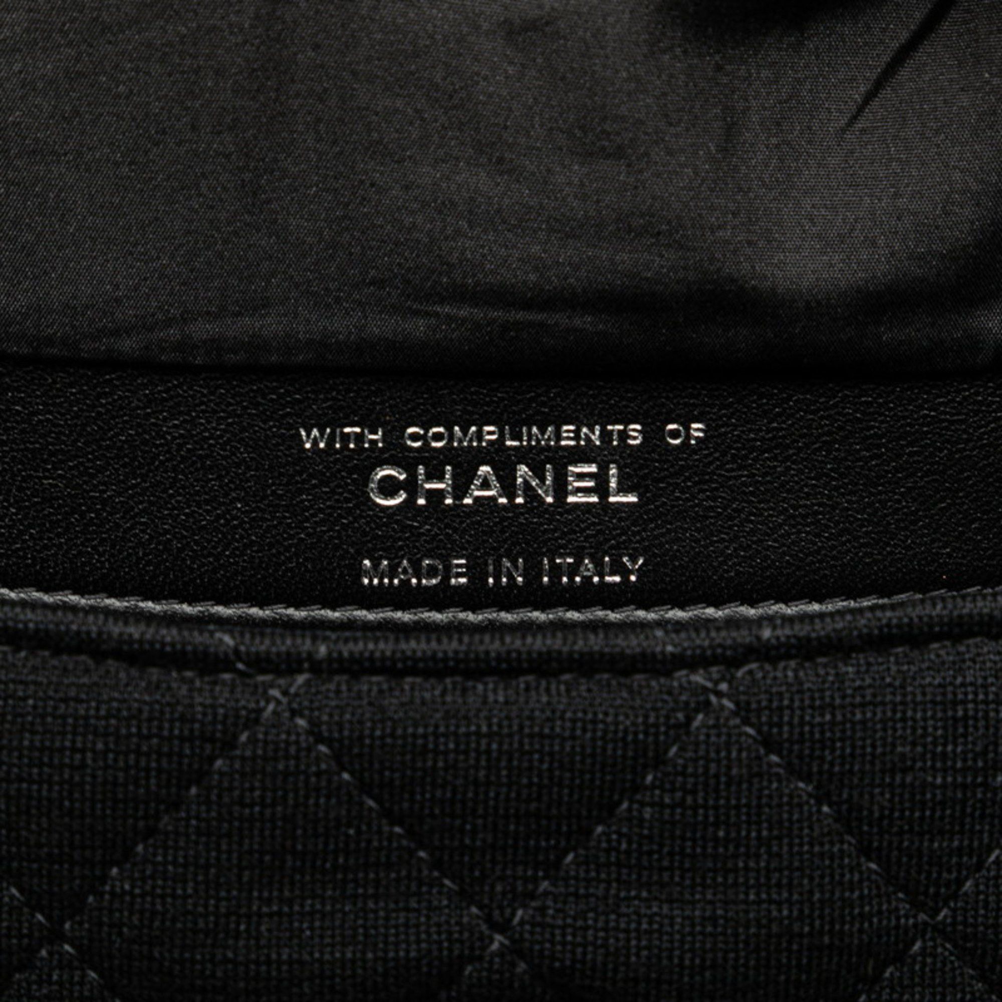 CHANEL Matelasse Tote Bag, Eco Chain Shoulder 2-Way, Black, White, Gray, Cotton, Women's