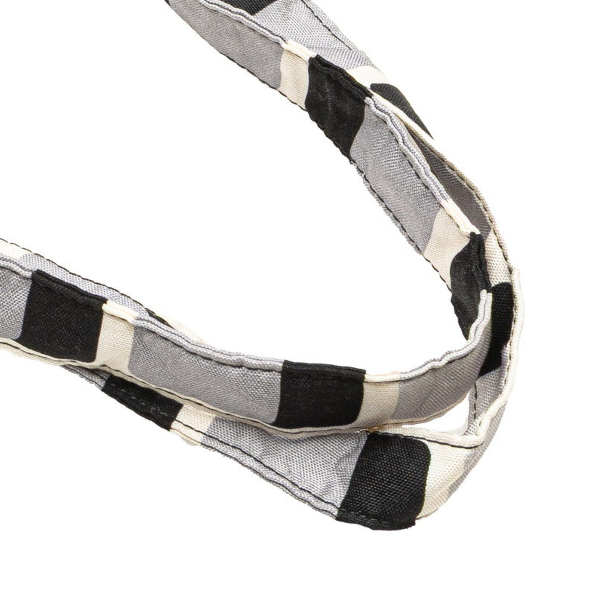 CHANEL Matelasse Tote Bag, Eco Chain Shoulder 2-Way, Black, White, Gray, Cotton, Women's