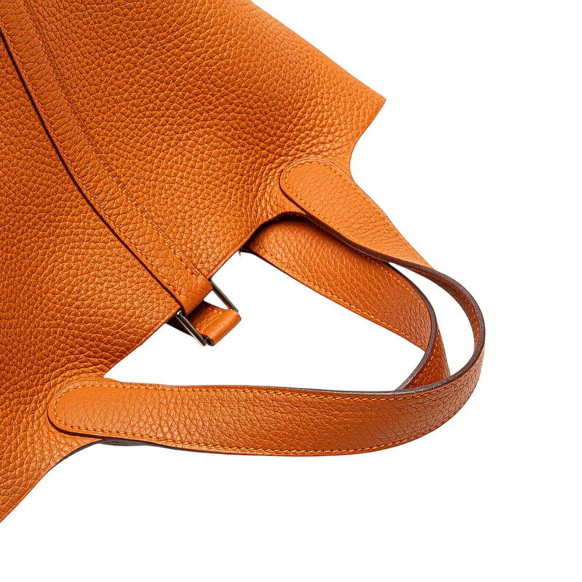 Hermes Hermès Picotin PM Handbag, Potiron Orange, Taurillon Clemence Leather, Women's, HERMES Size ONE SIZE - 7 Thumbnail