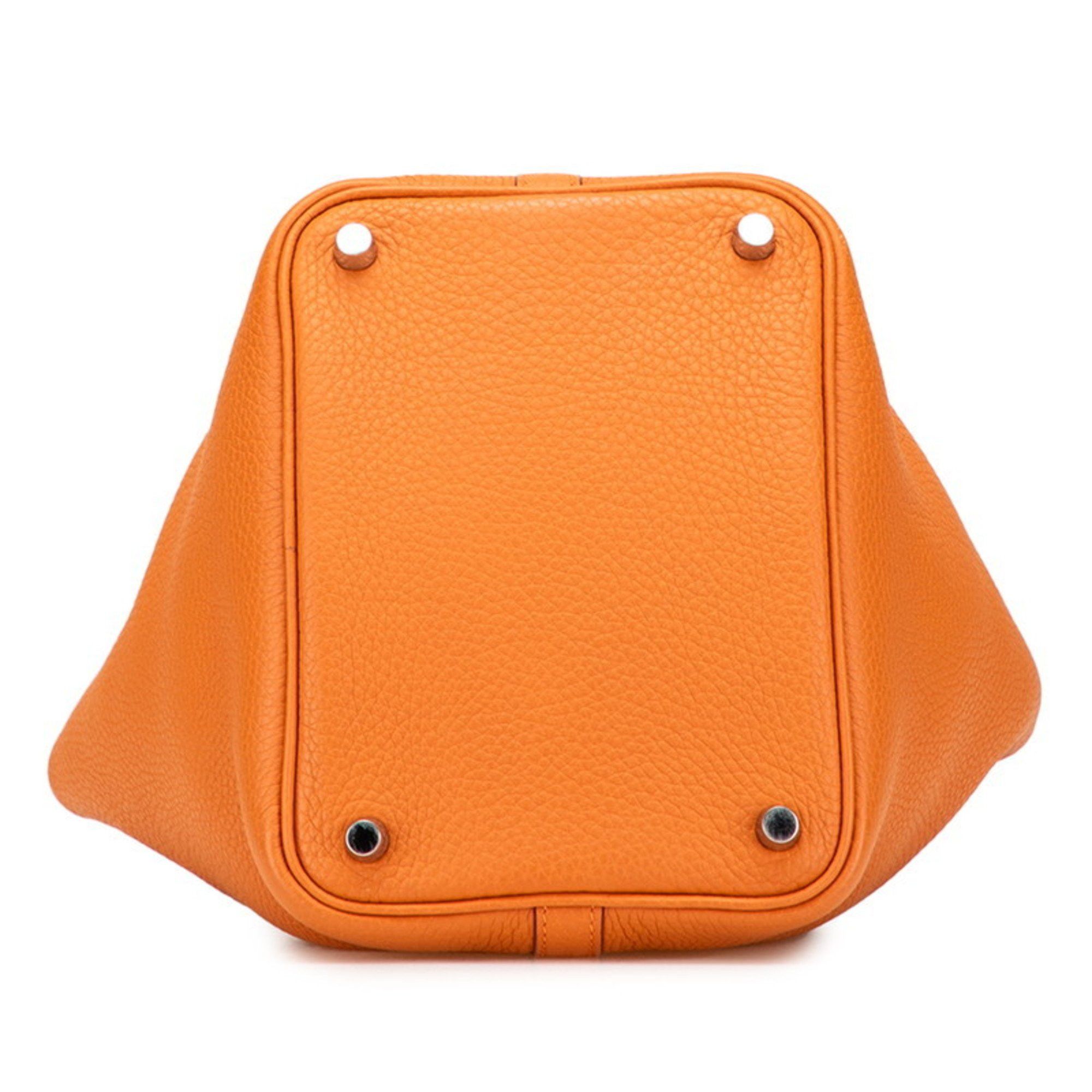 Hermes Hermès Picotin PM Handbag, Potiron Orange, Taurillon Clemence Leather, Women's, HERMES Size ONE SIZE - 3 Thumbnail
