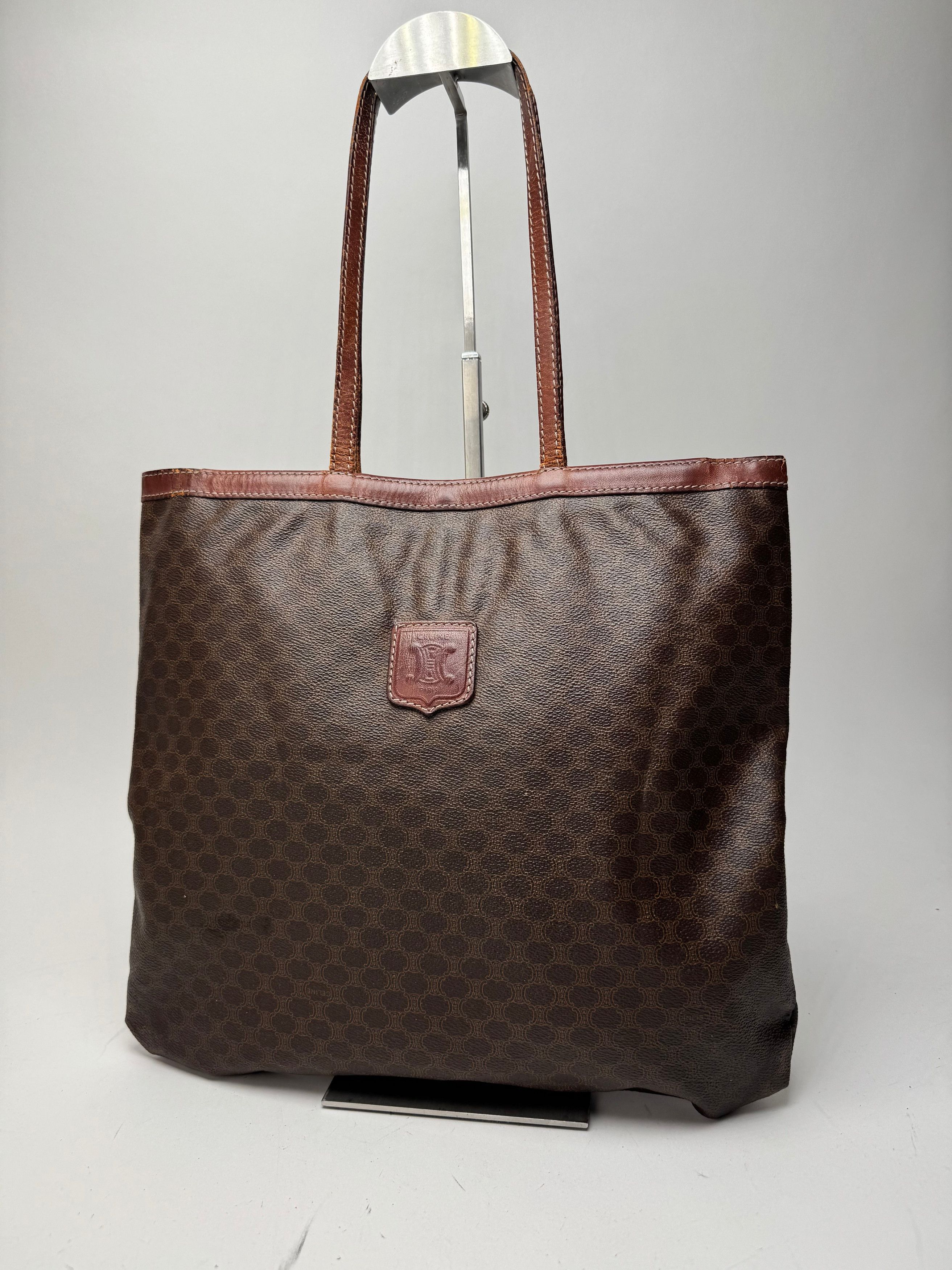 Celine Vintage Paris Leather Monogram Tote Bag Brown Size ONE SIZE - 4 Thumbnail