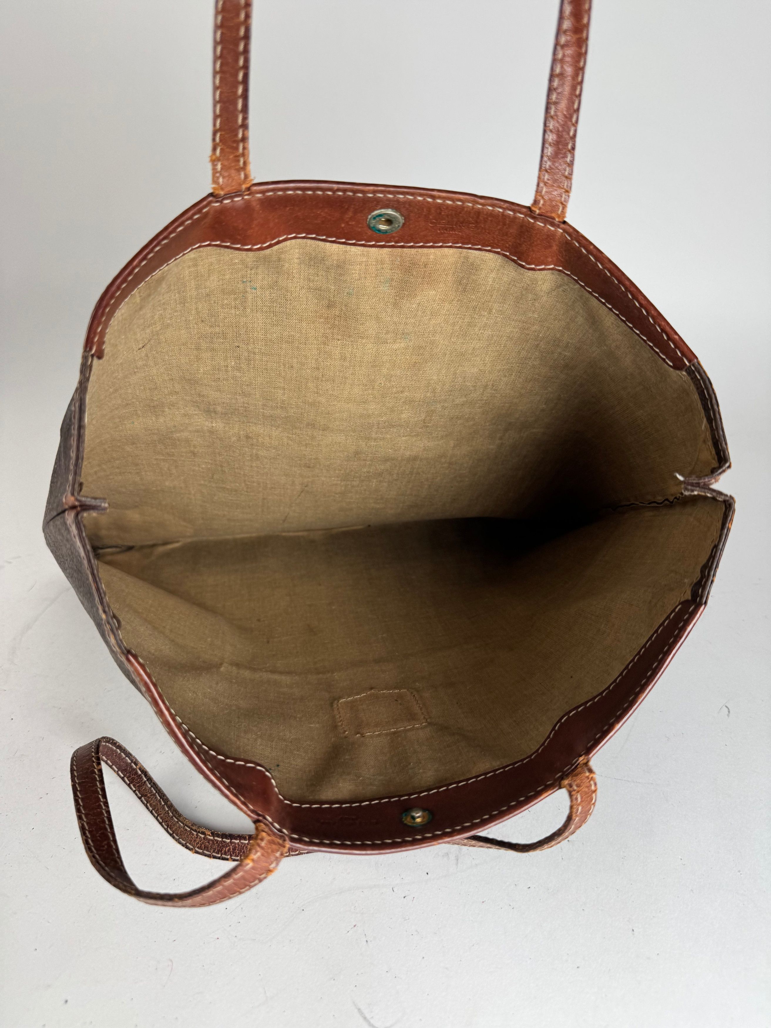 Celine Vintage Paris Leather Monogram Tote Bag Brown Size ONE SIZE - 3 Thumbnail