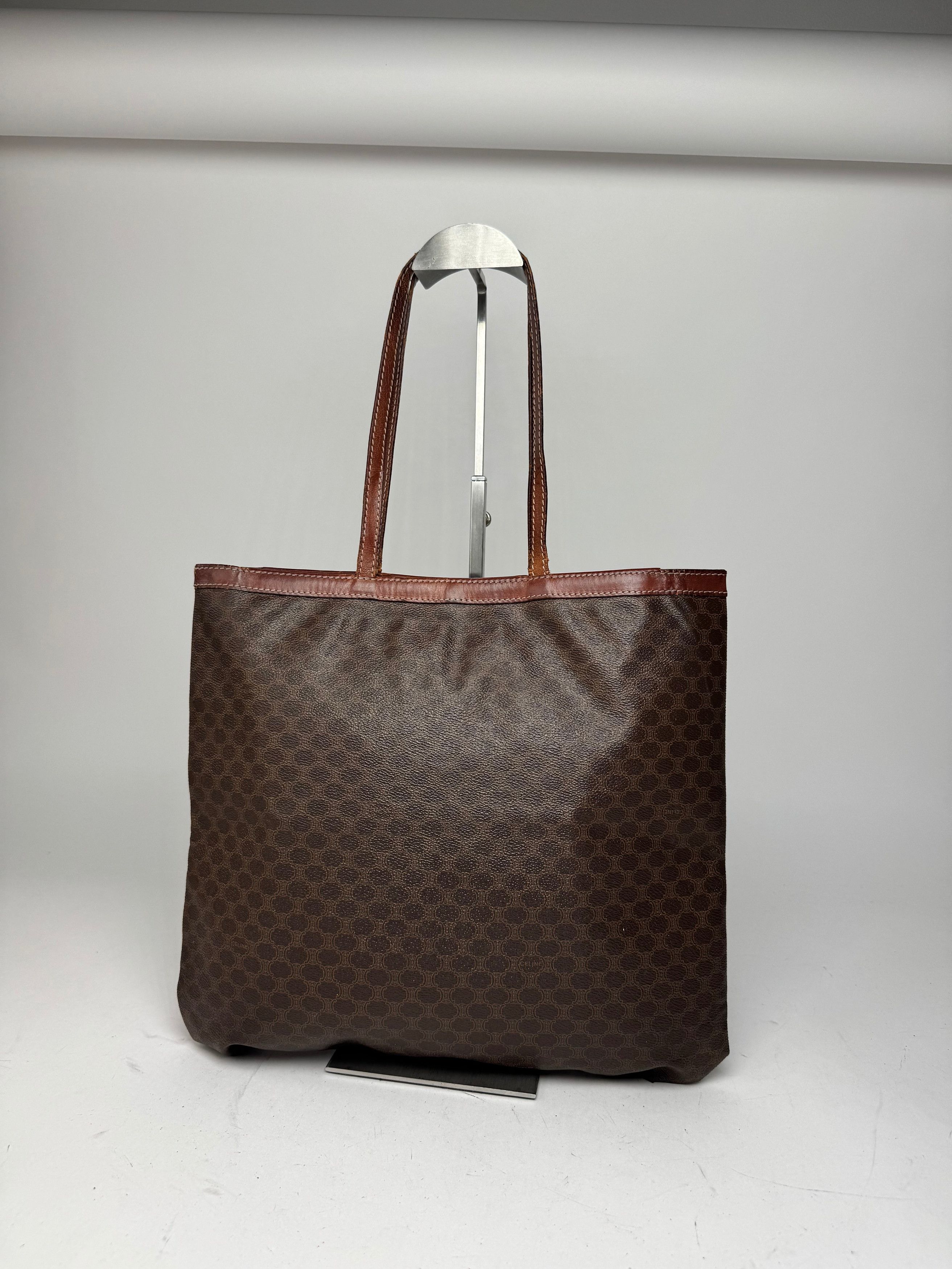 Celine Vintage Paris Leather Monogram Tote Bag Brown Size ONE SIZE - 15 Thumbnail