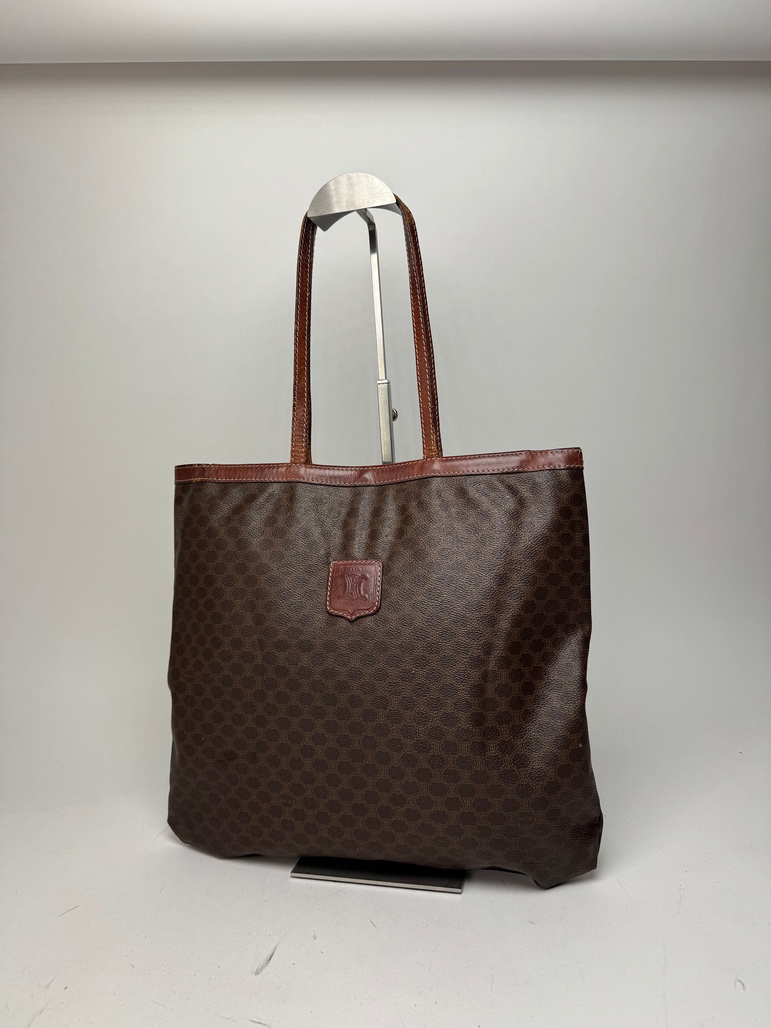 Celine Vintage Paris Leather Monogram Tote Bag Brown Size ONE SIZE - 14 Thumbnail