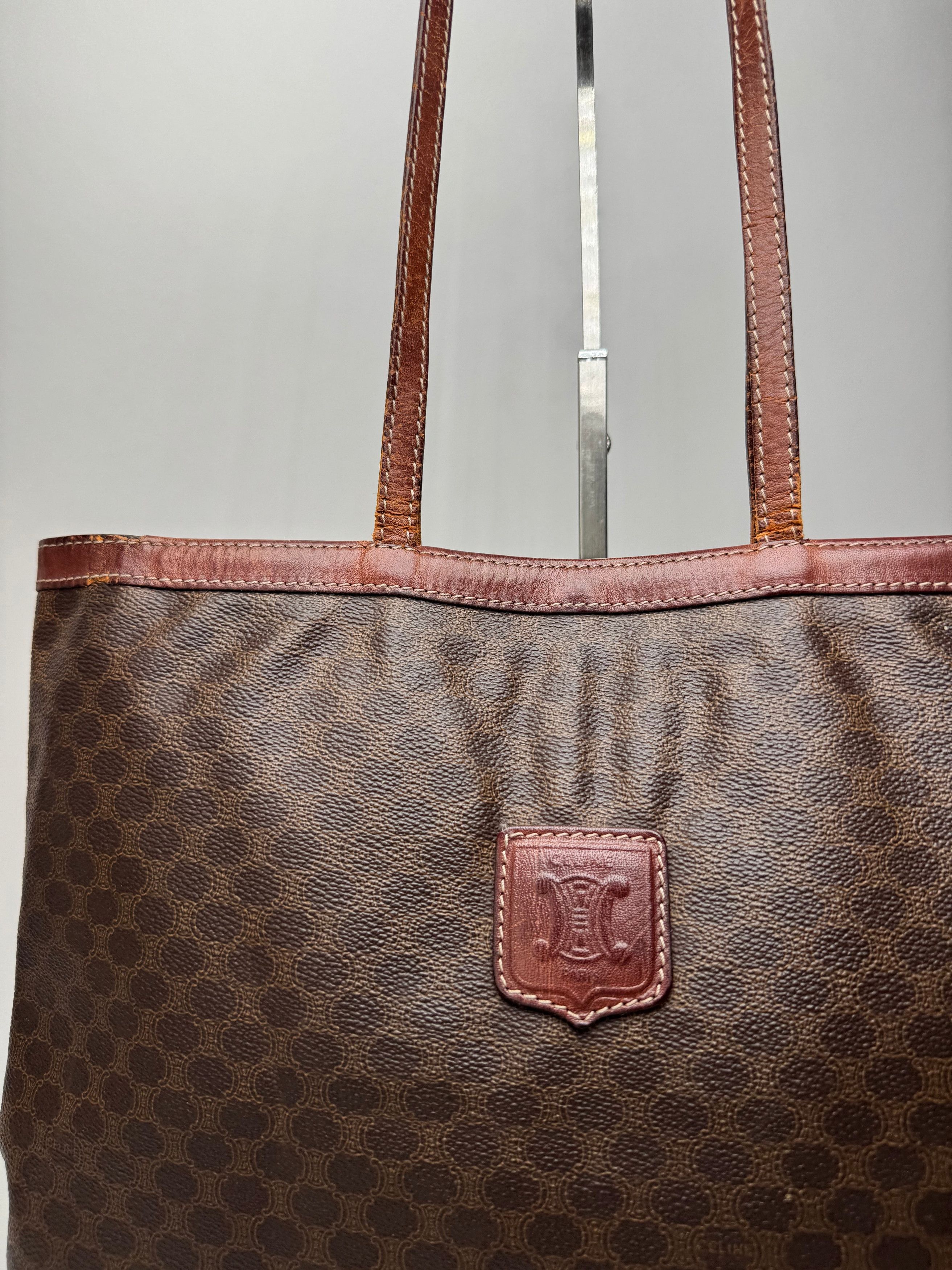 Celine Vintage Paris Leather Monogram Tote Bag Brown Size ONE SIZE - 8 Thumbnail