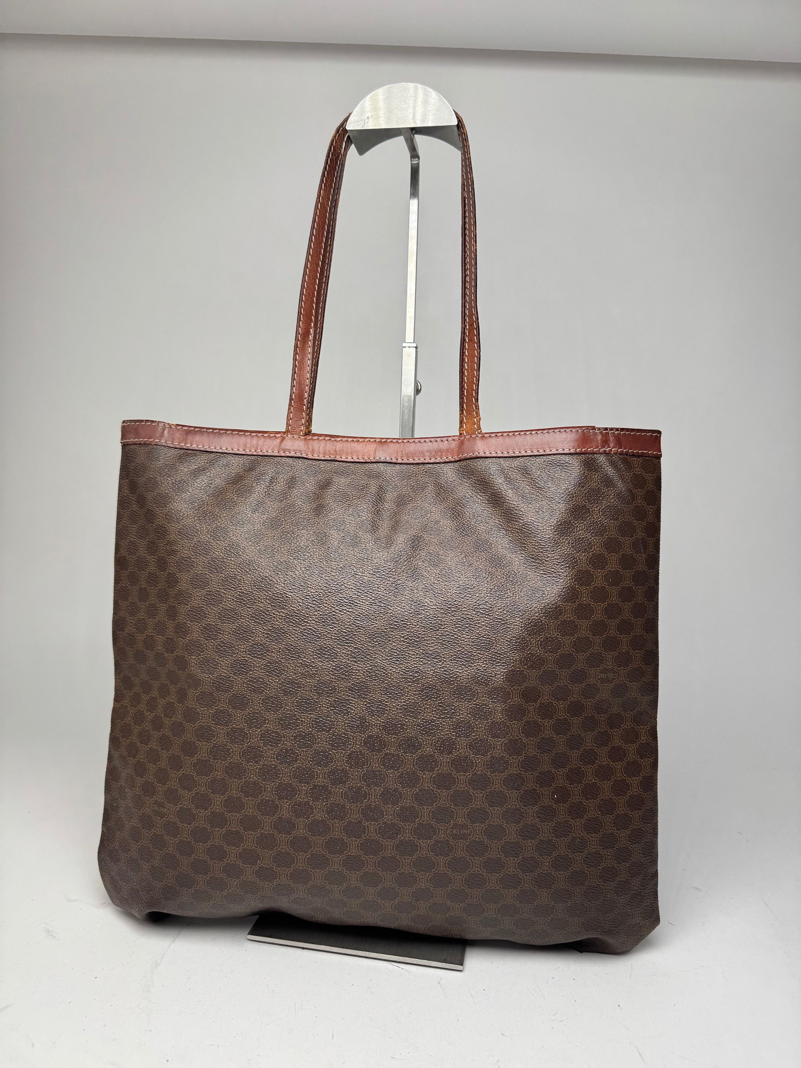 Celine Vintage Paris Leather Monogram Tote Bag Brown Size ONE SIZE - 2 Thumbnail