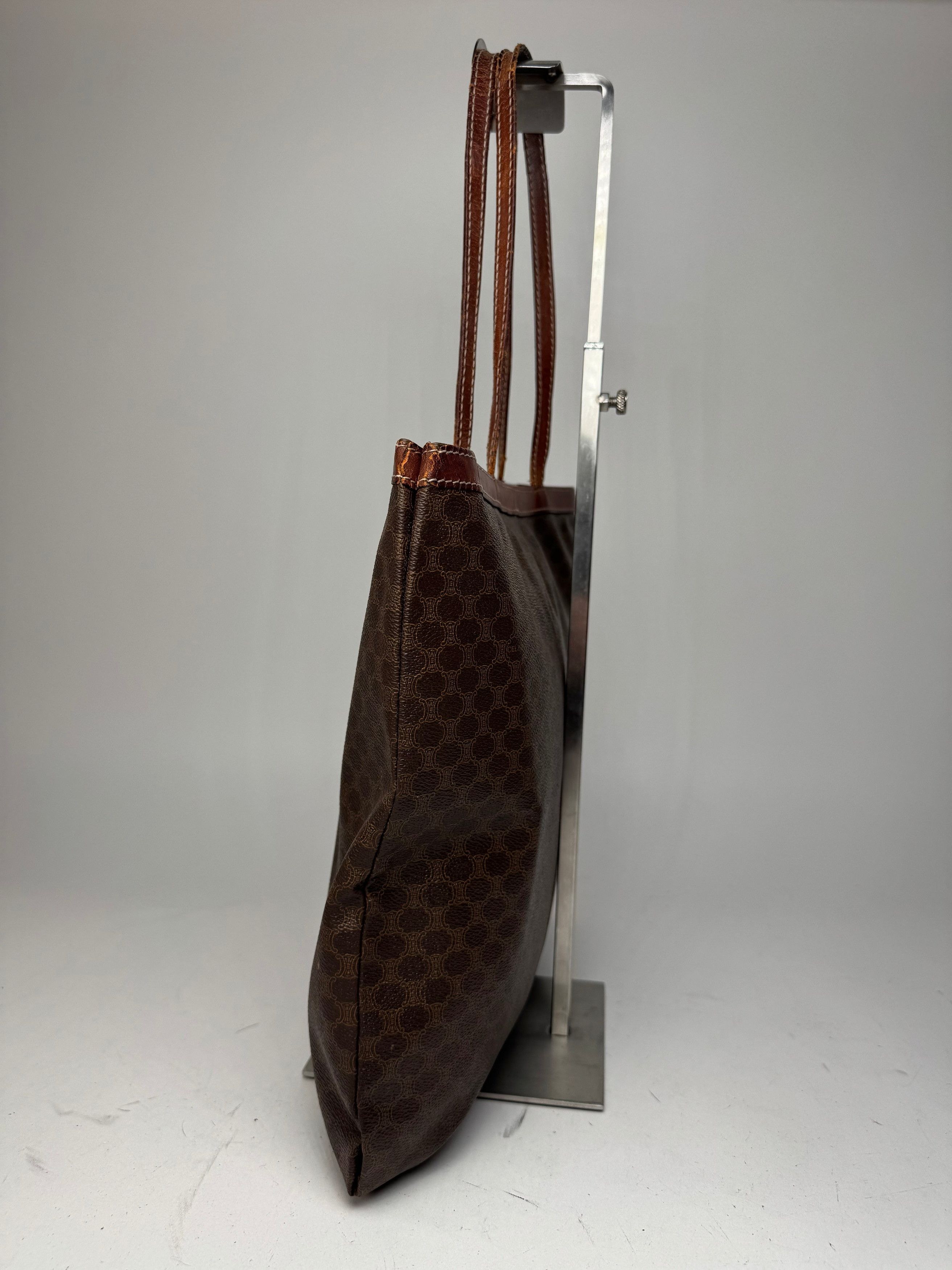 Celine Vintage Paris Leather Monogram Tote Bag Brown Size ONE SIZE - 9 Thumbnail