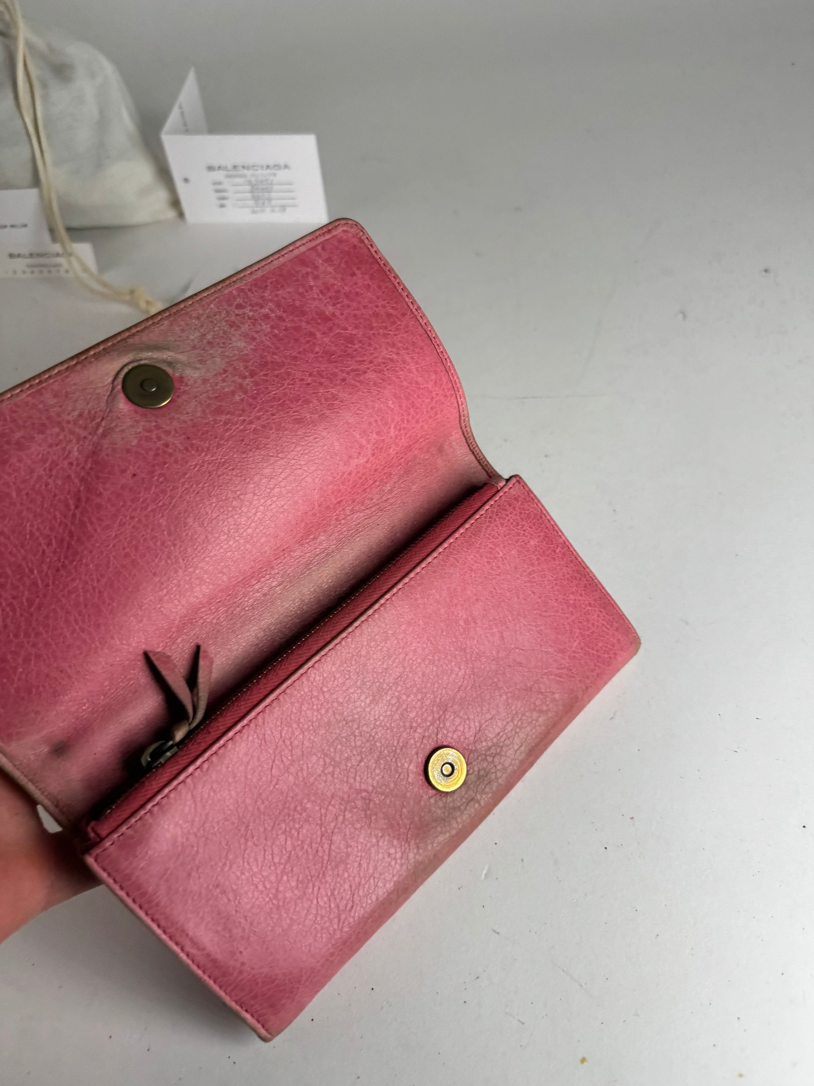 Balenciaga Vintage City Leather Wallet Pink Size ONE SIZE - 3 Thumbnail