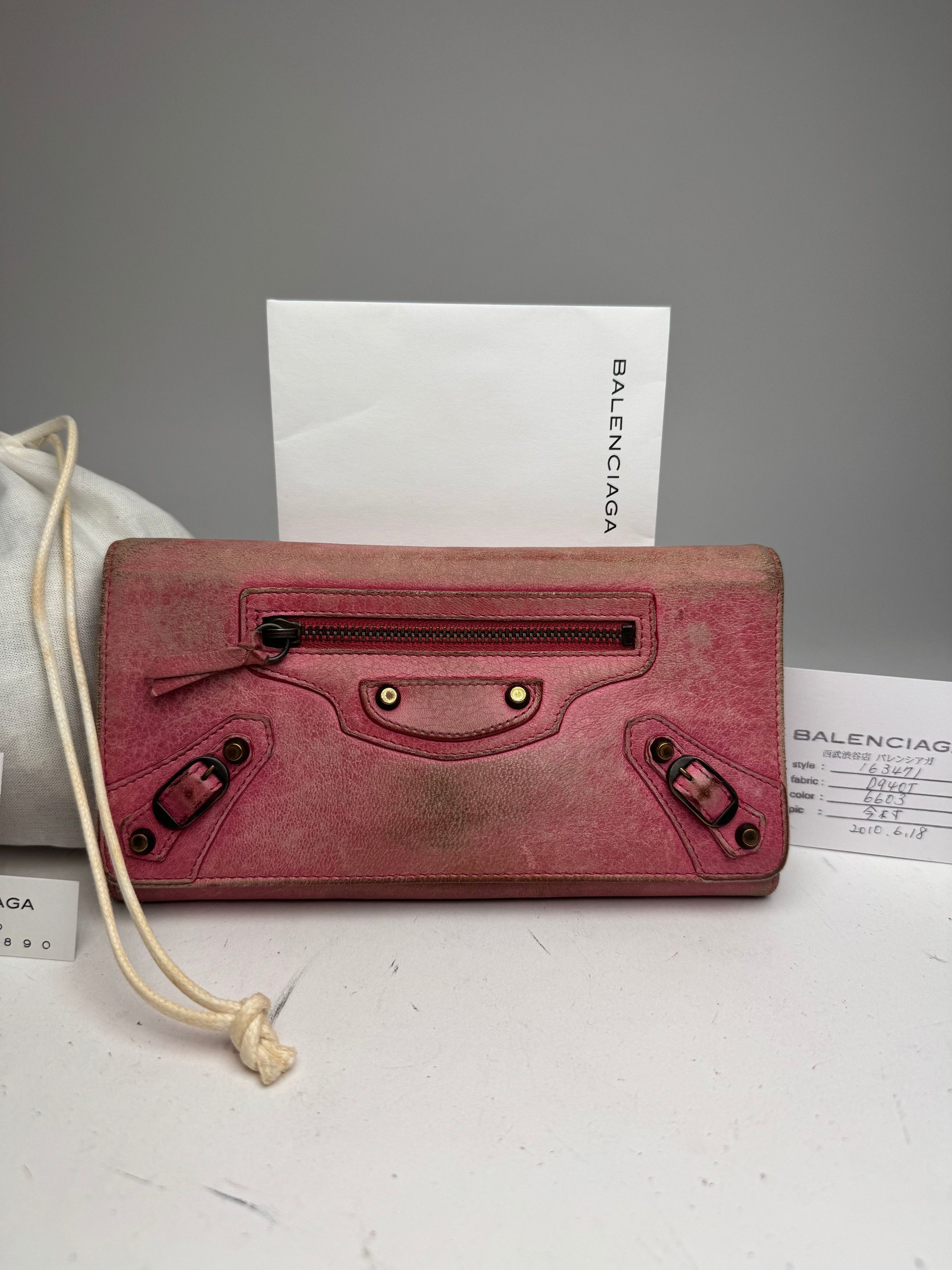 Balenciaga Vintage City Leather Wallet Pink Size ONE SIZE - 9 Thumbnail