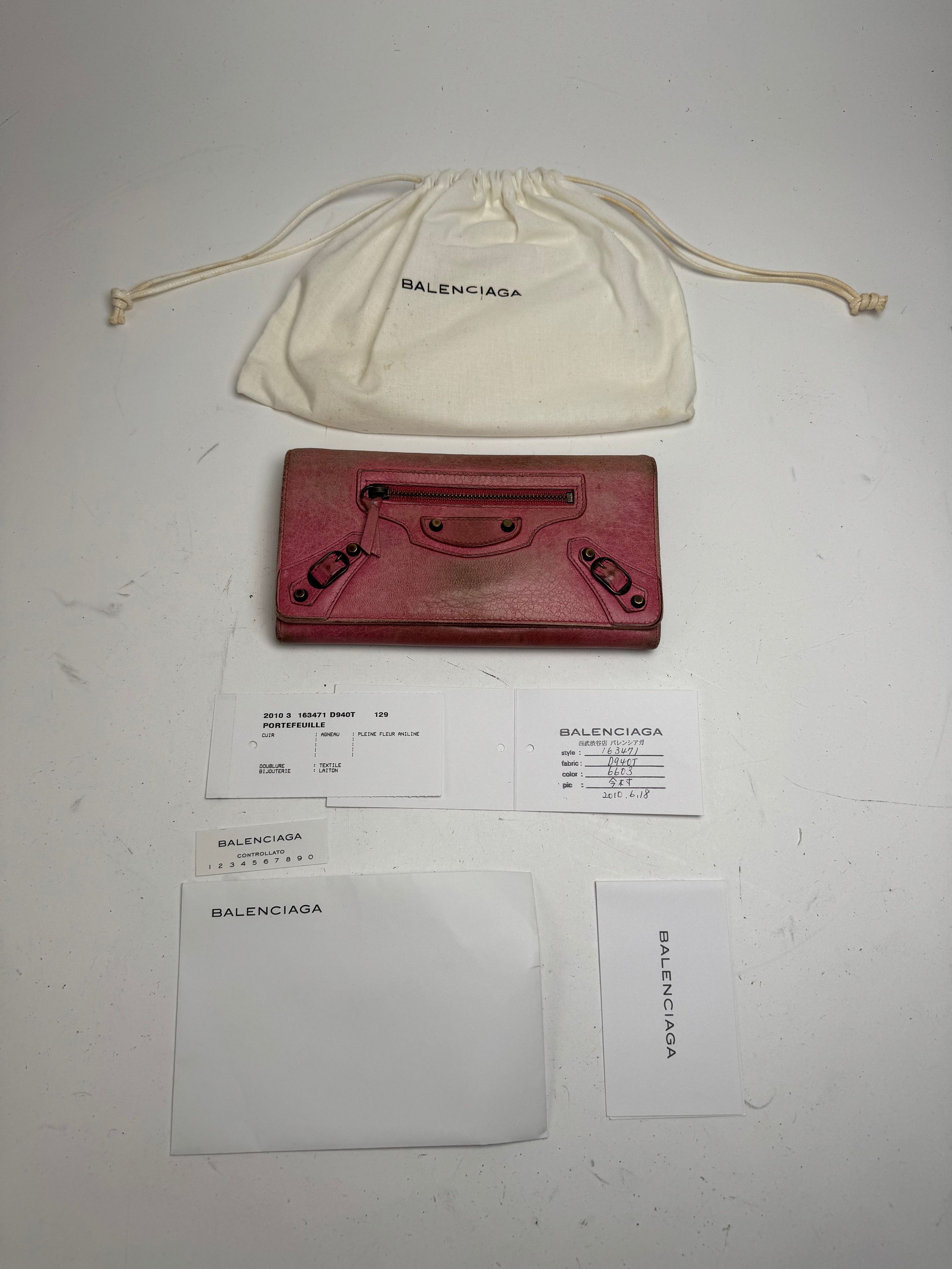 Balenciaga Vintage City Leather Wallet Pink Size ONE SIZE - 4 Thumbnail