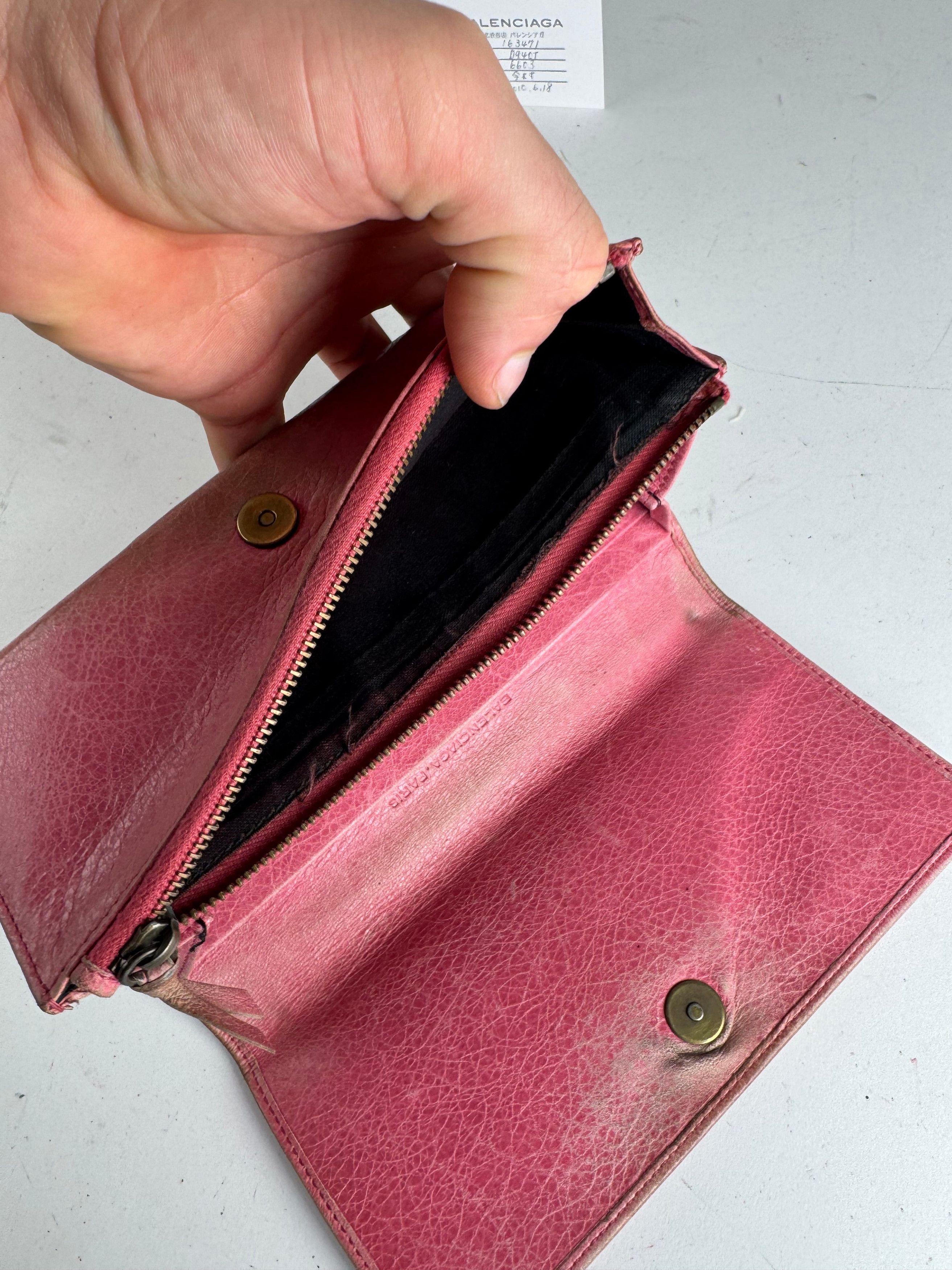 Balenciaga Vintage City Leather Wallet Pink Size ONE SIZE - 8 Thumbnail