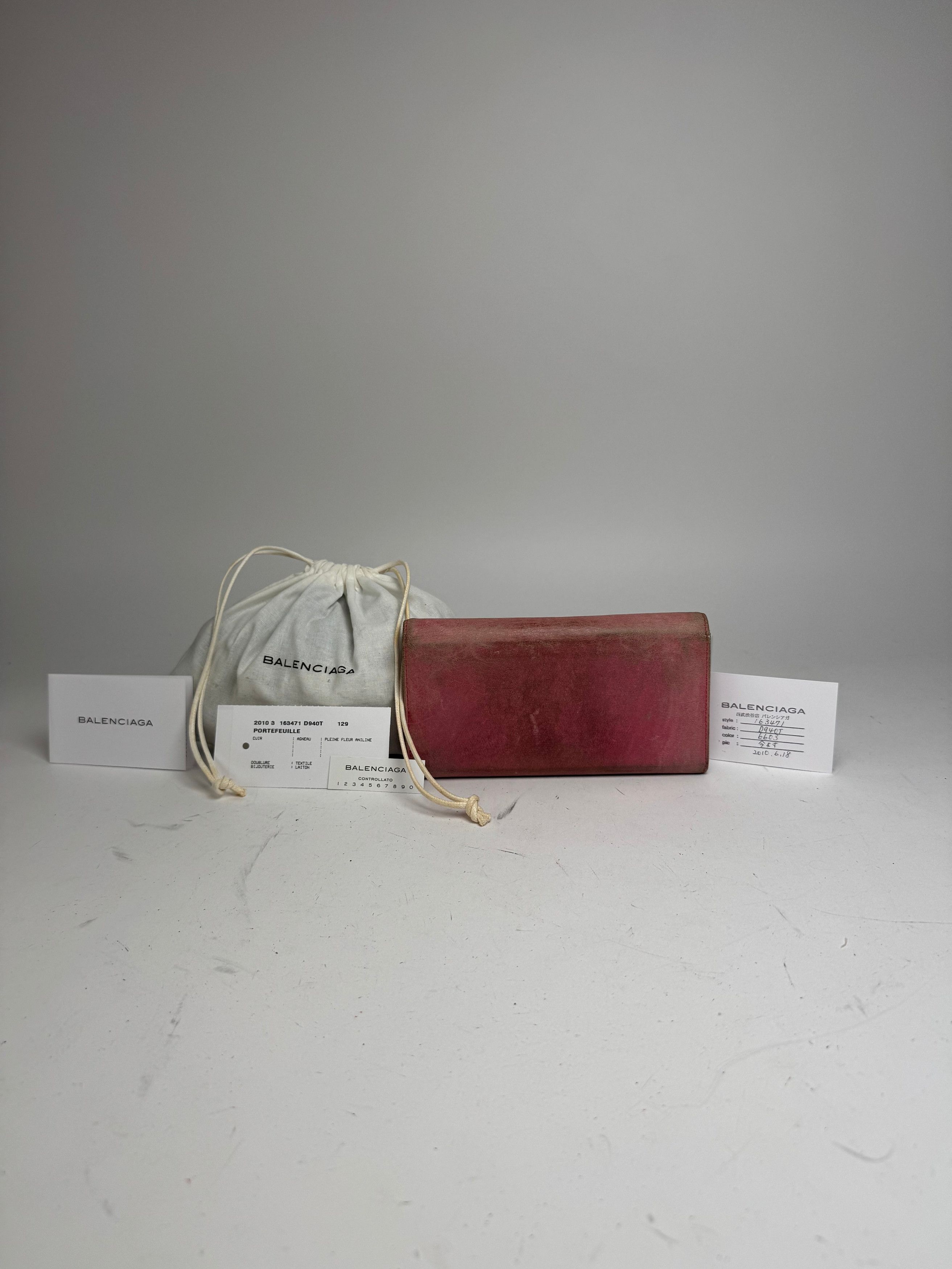 Balenciaga Vintage City Leather Wallet Pink Size ONE SIZE - 2 Thumbnail