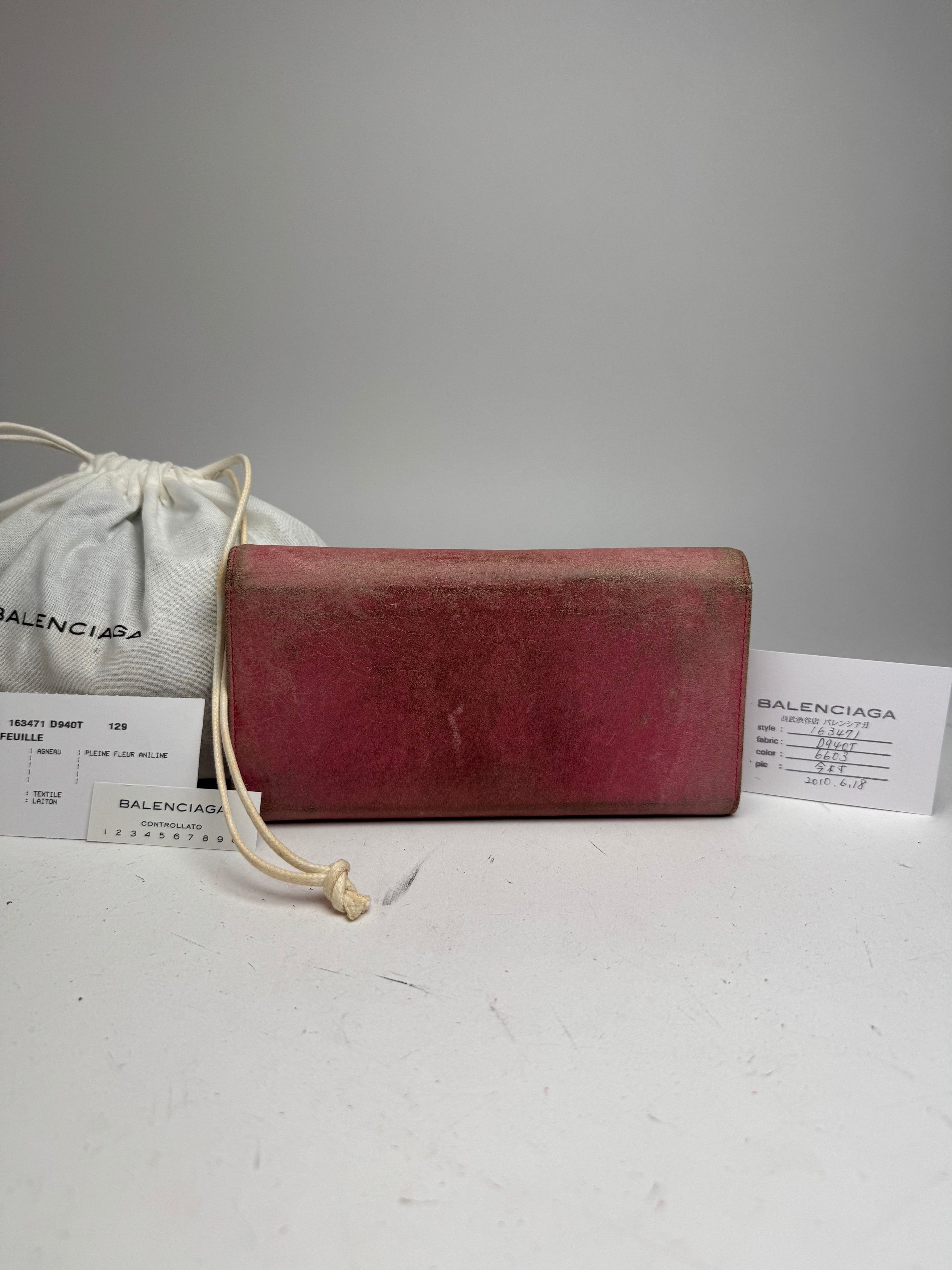 Balenciaga Vintage City Leather Wallet Pink Size ONE SIZE - 14 Thumbnail