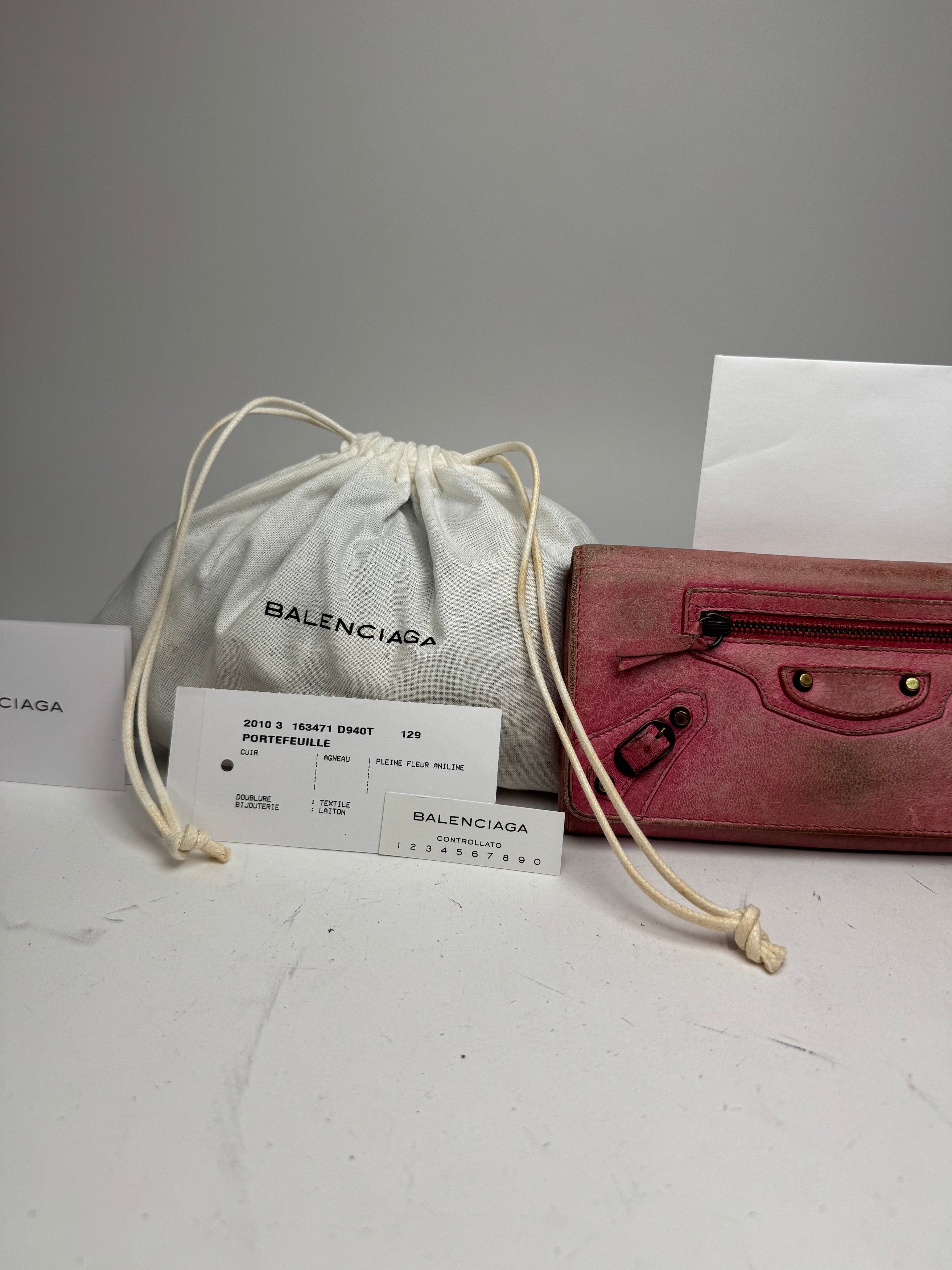 Balenciaga Vintage City Leather Wallet Pink Size ONE SIZE - 6 Thumbnail