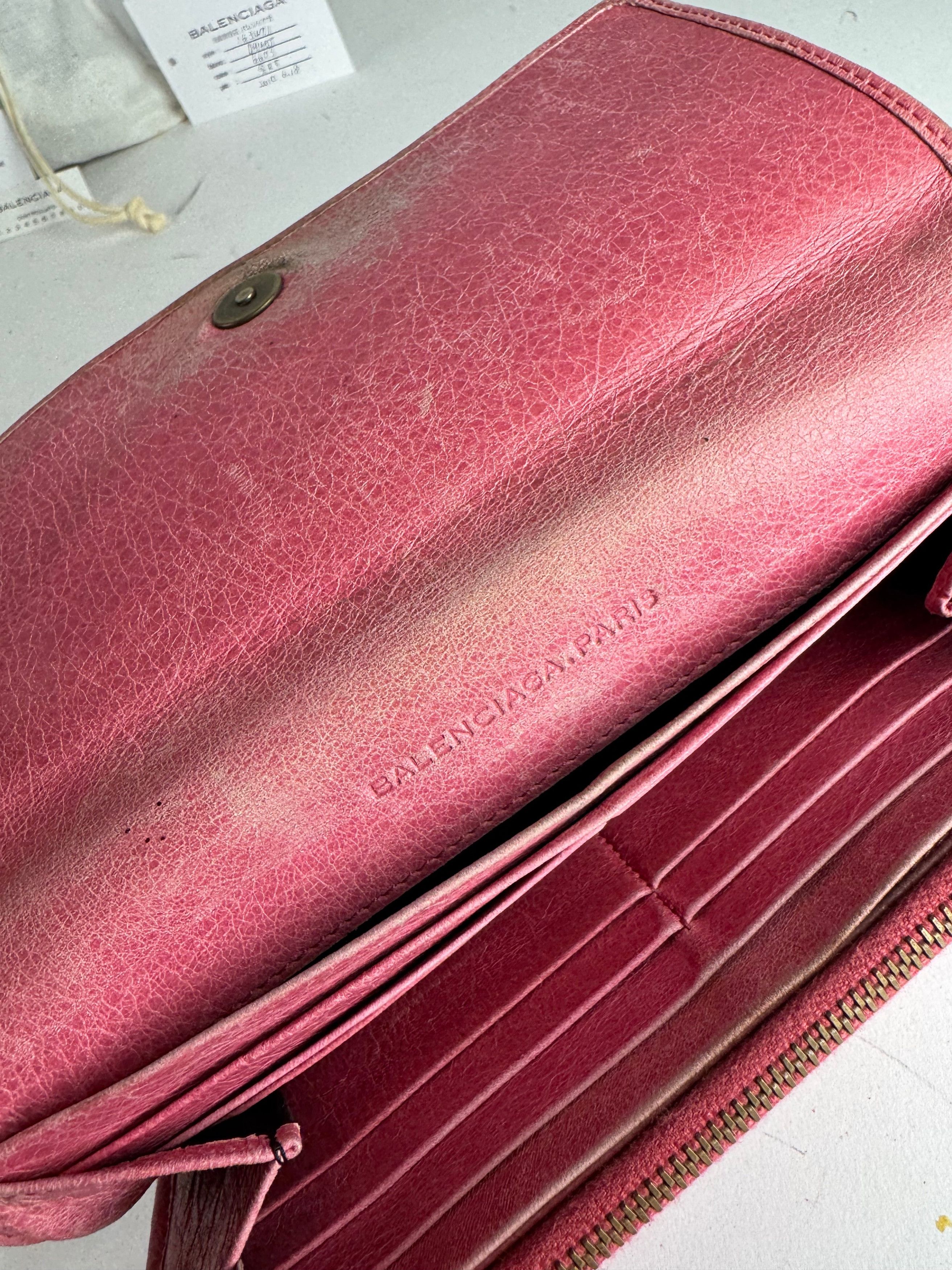 Balenciaga Vintage City Leather Wallet Pink Size ONE SIZE - 5 Thumbnail
