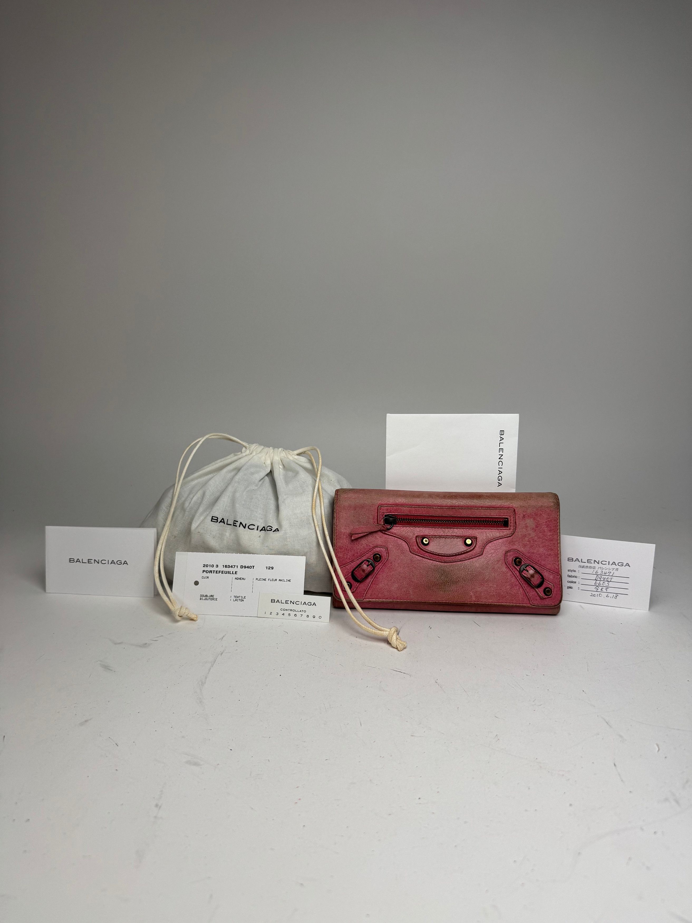 Balenciaga Vintage City Leather Wallet Pink Size ONE SIZE - 13 Thumbnail