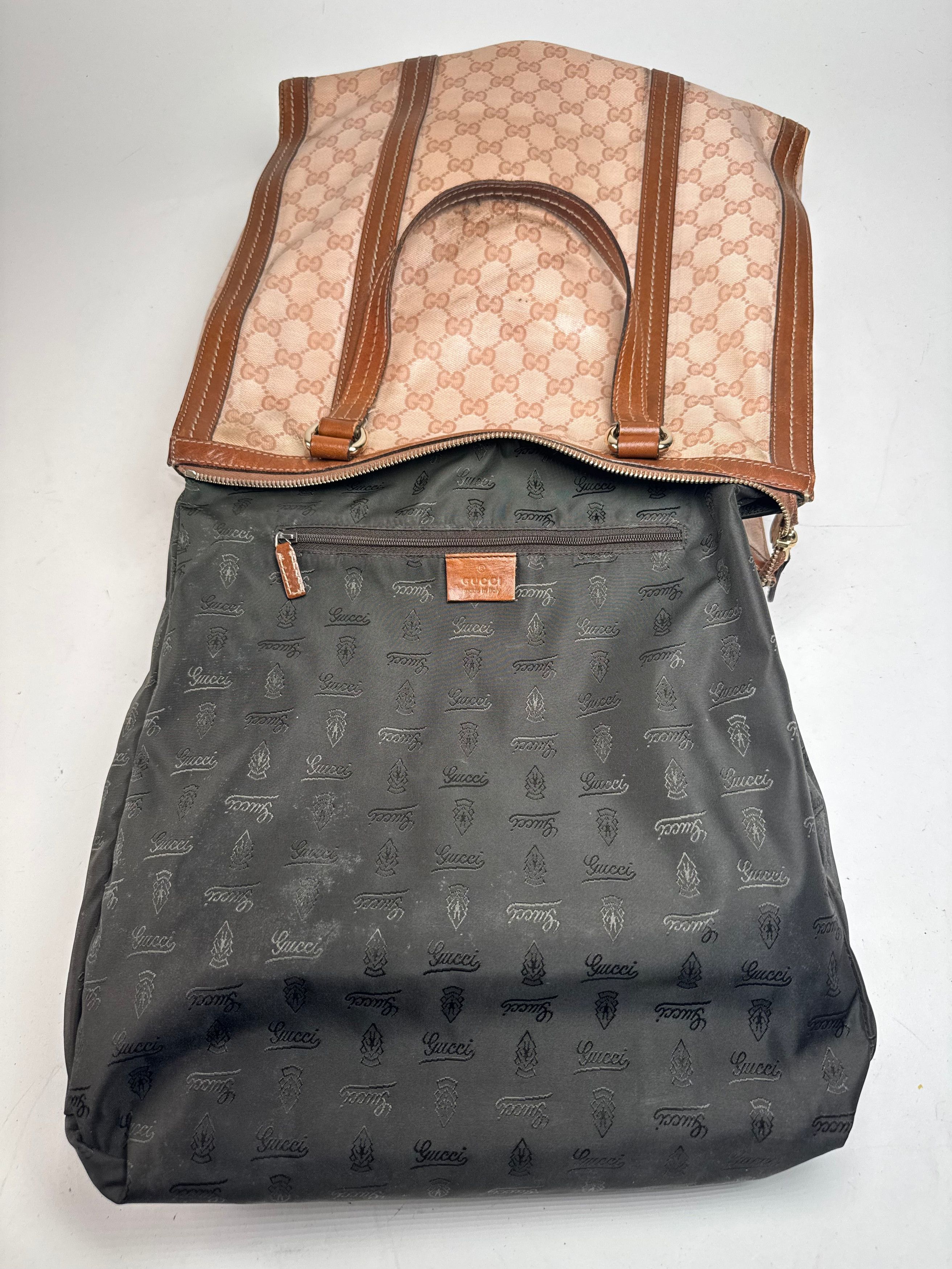 Gucci Vintage Leather Monogram Handbag Pink Brown Size ONE SIZE - 2 Thumbnail