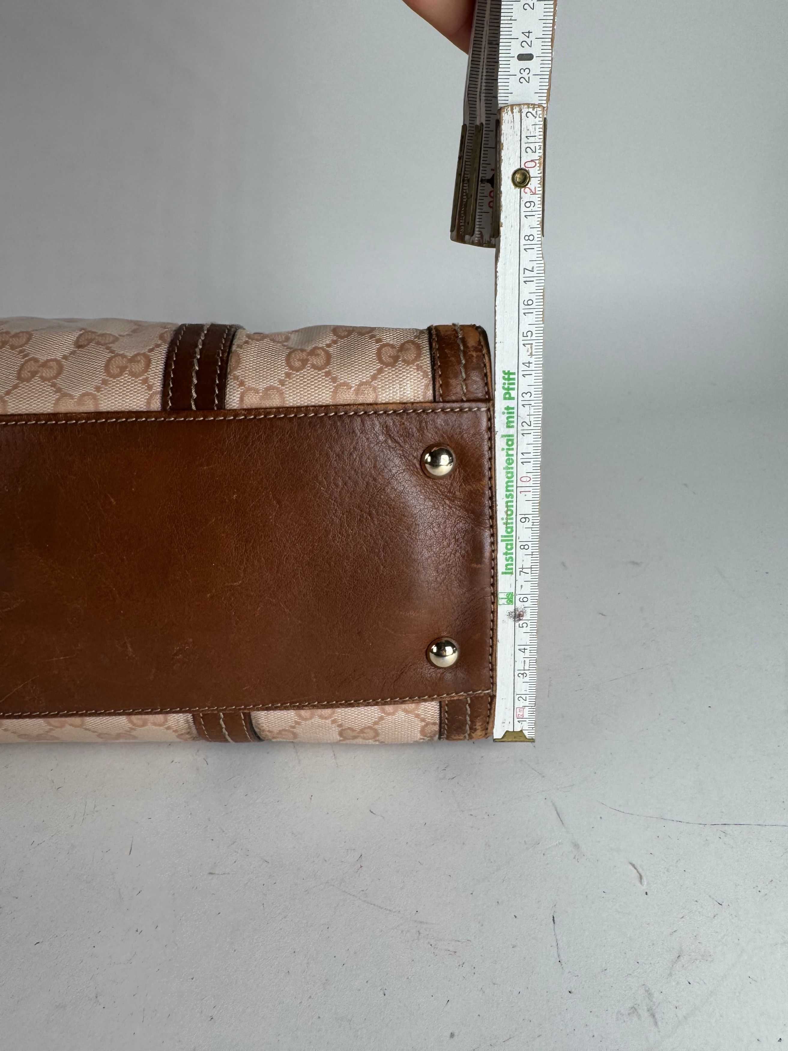 Gucci Vintage Leather Monogram Handbag Pink Brown Size ONE SIZE - 15 Thumbnail